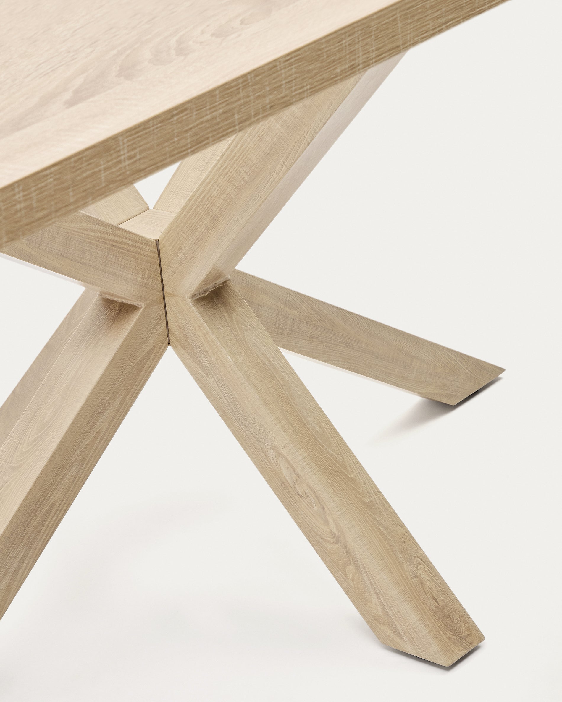 Argo table in melamine with natural finish and wood-effect steel legs 160 x 100 cm - Detail