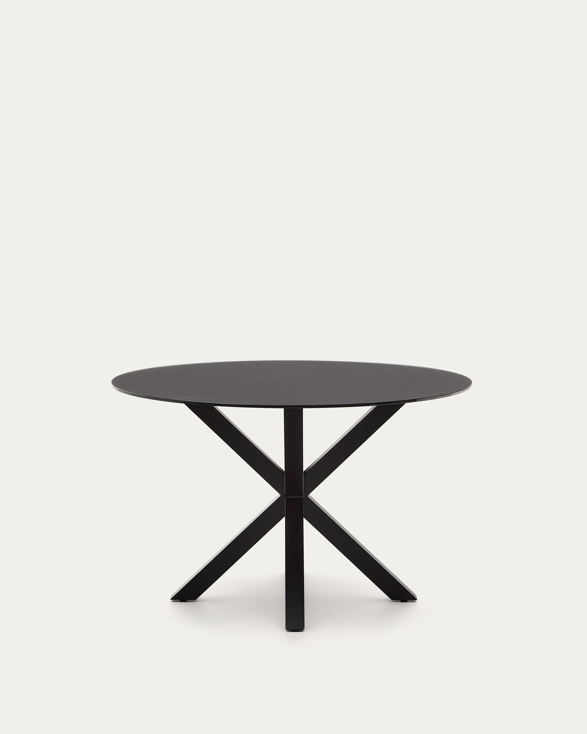 Argo kerek asztal fekete üveggel és fekete acél lábakkal Ø 120 cm