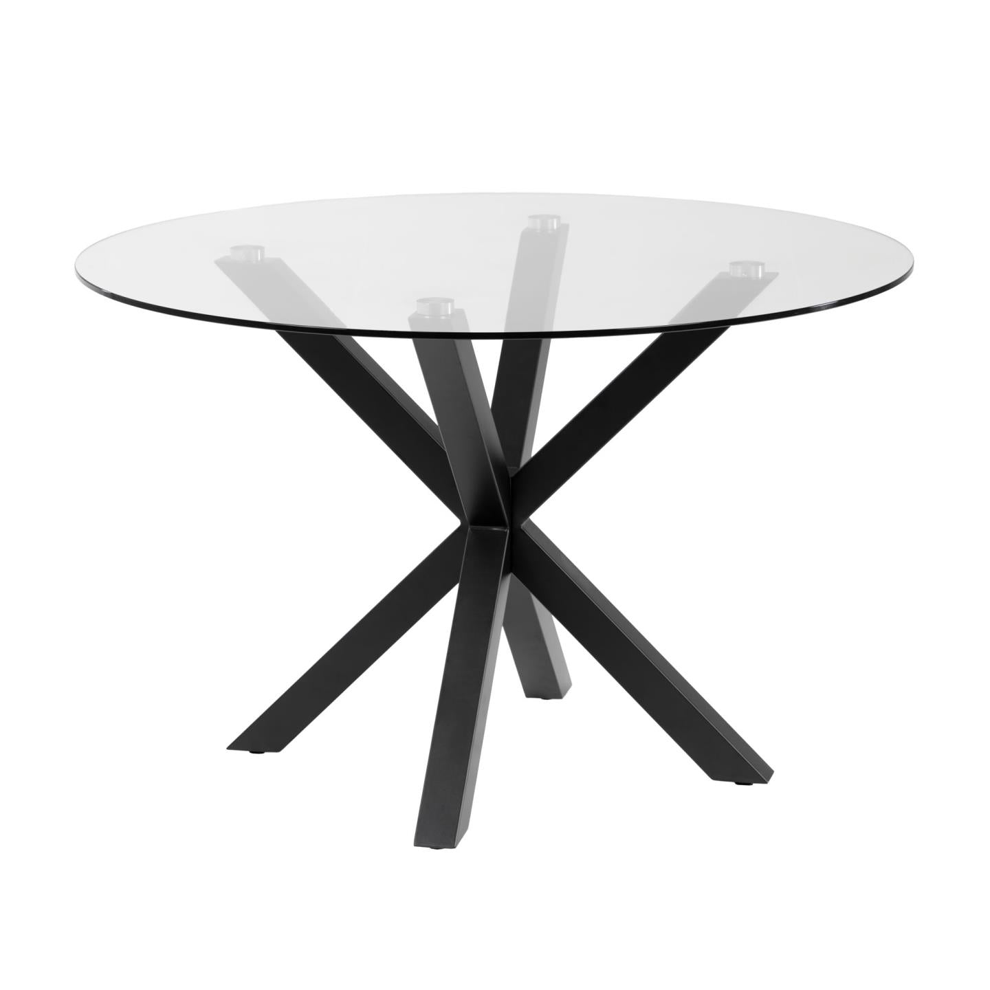 Argo round glass table with steel legs with black finish Ø 119 cm - Product Image