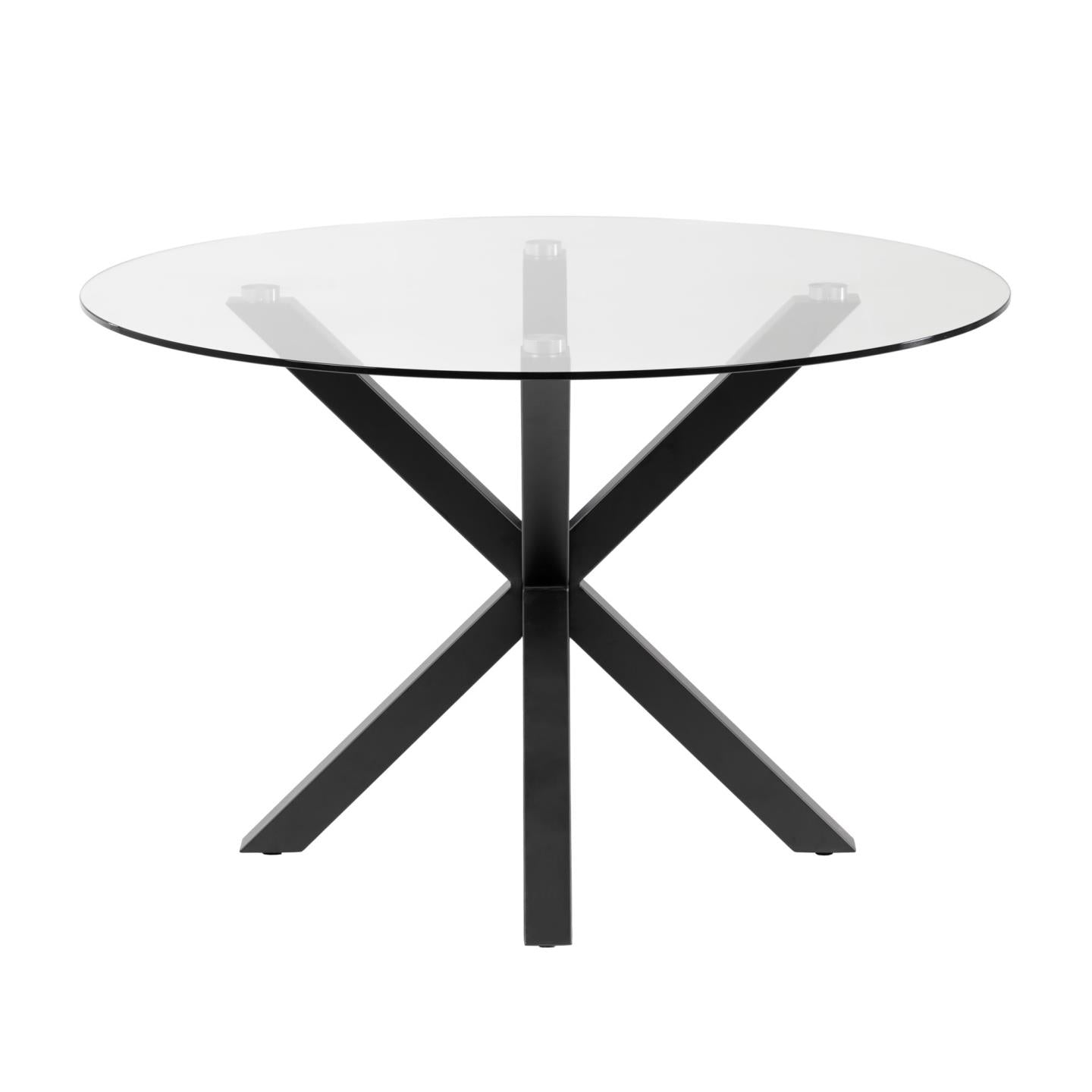 Argo round glass table with steel legs with black finish Ø 119 cm - Product Image
