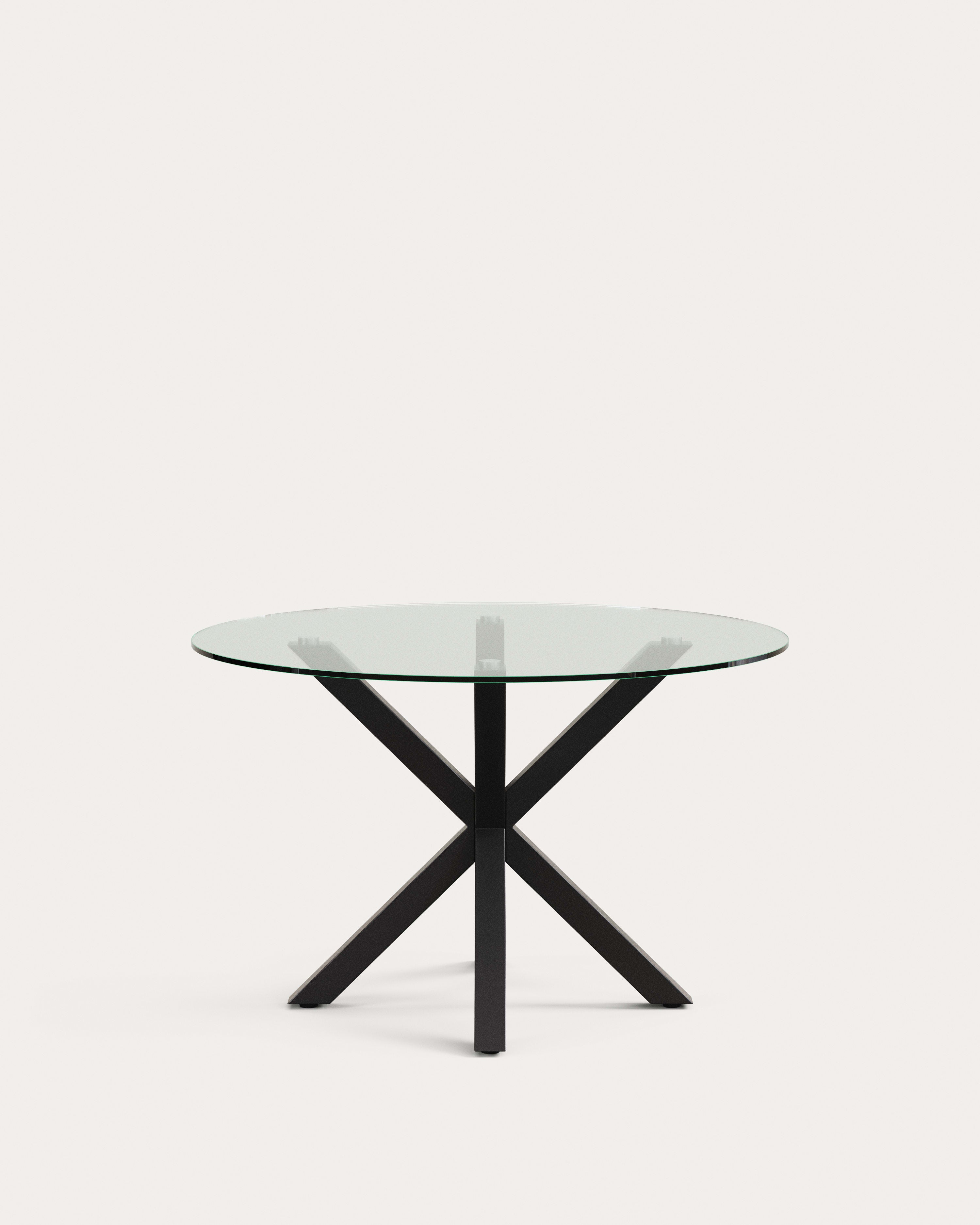 Argo round glass table with steel legs with black finish Ø 119 cm - Product View