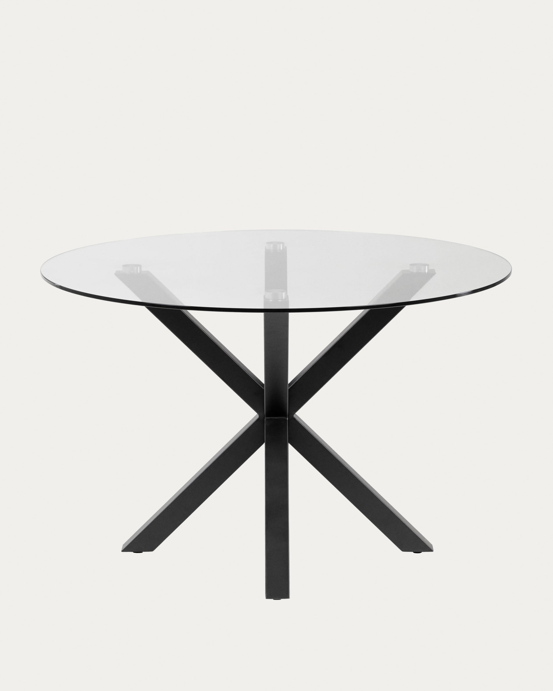 Argo round glass table with steel legs with black finish Ø 119 cm - Product View