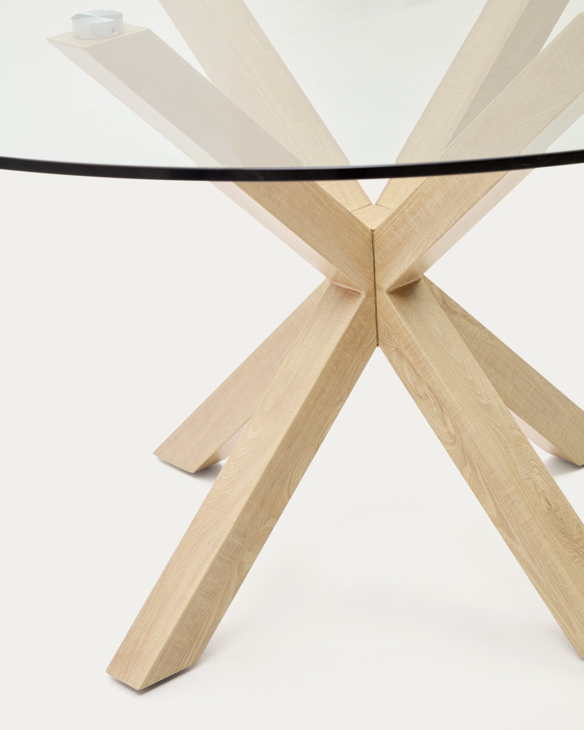 Argo round glass table and wood effect steel legs Ø 150 cm - Detail