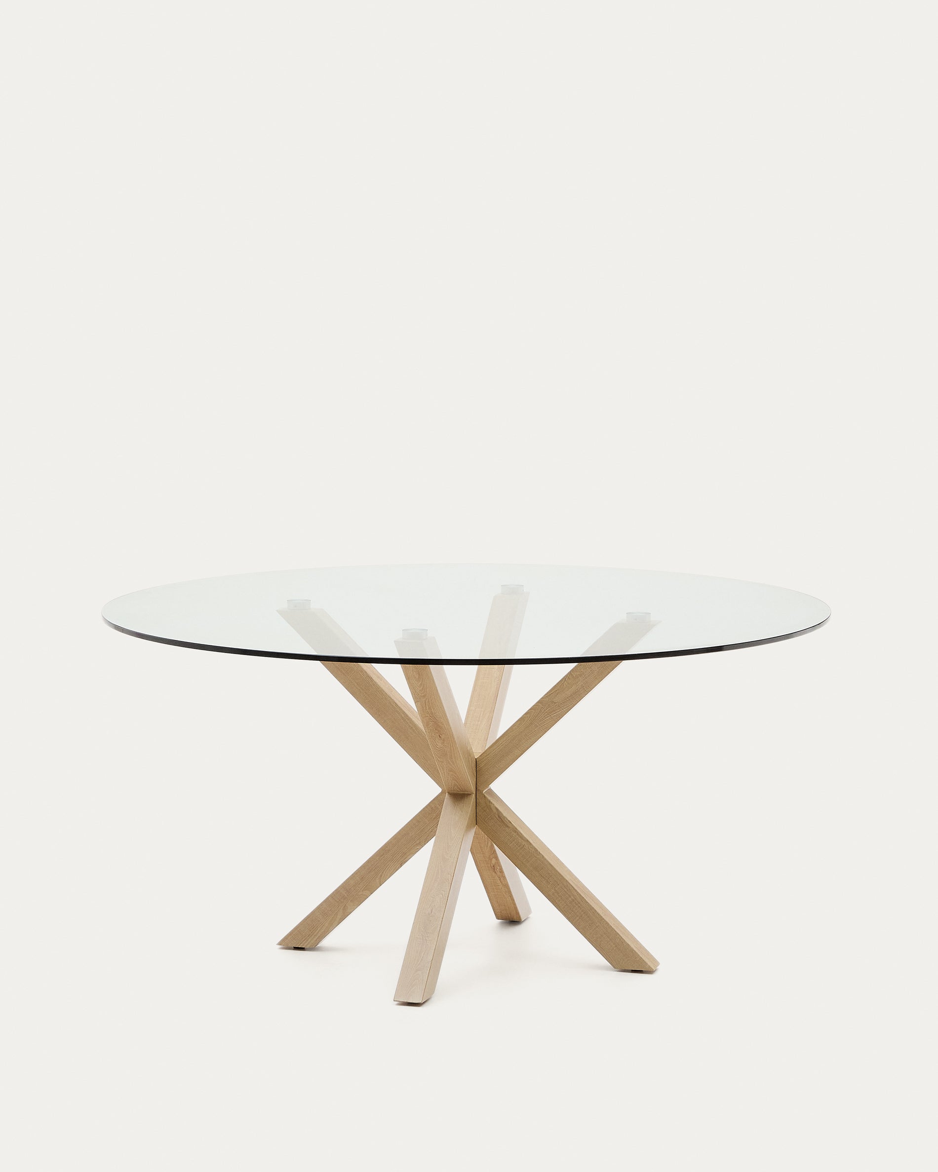 Argo round glass table and wood effect steel legs Ø 150 cm - Product View