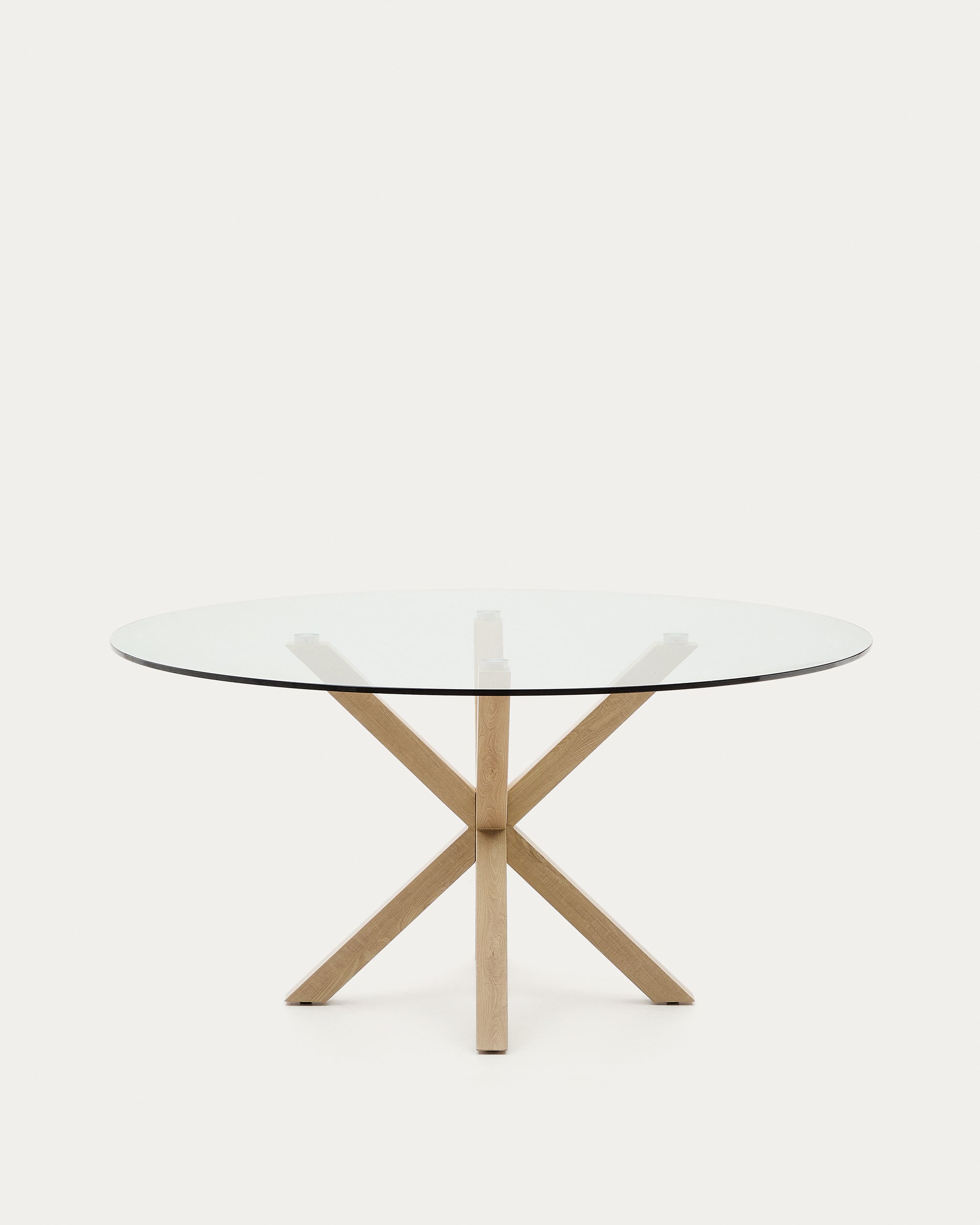 Argo round glass table and wood effect steel legs Ø 150 cm - Product View