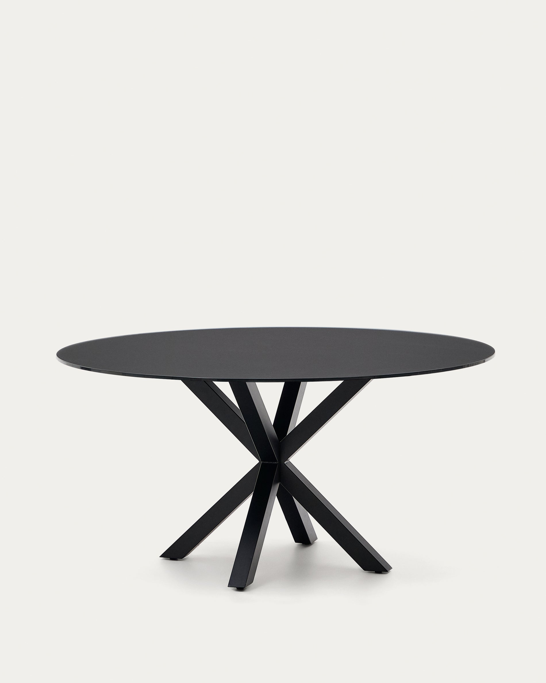 Argo kerek asztal fekete üveggel és fekete acél lábakkal Ø 150 cm