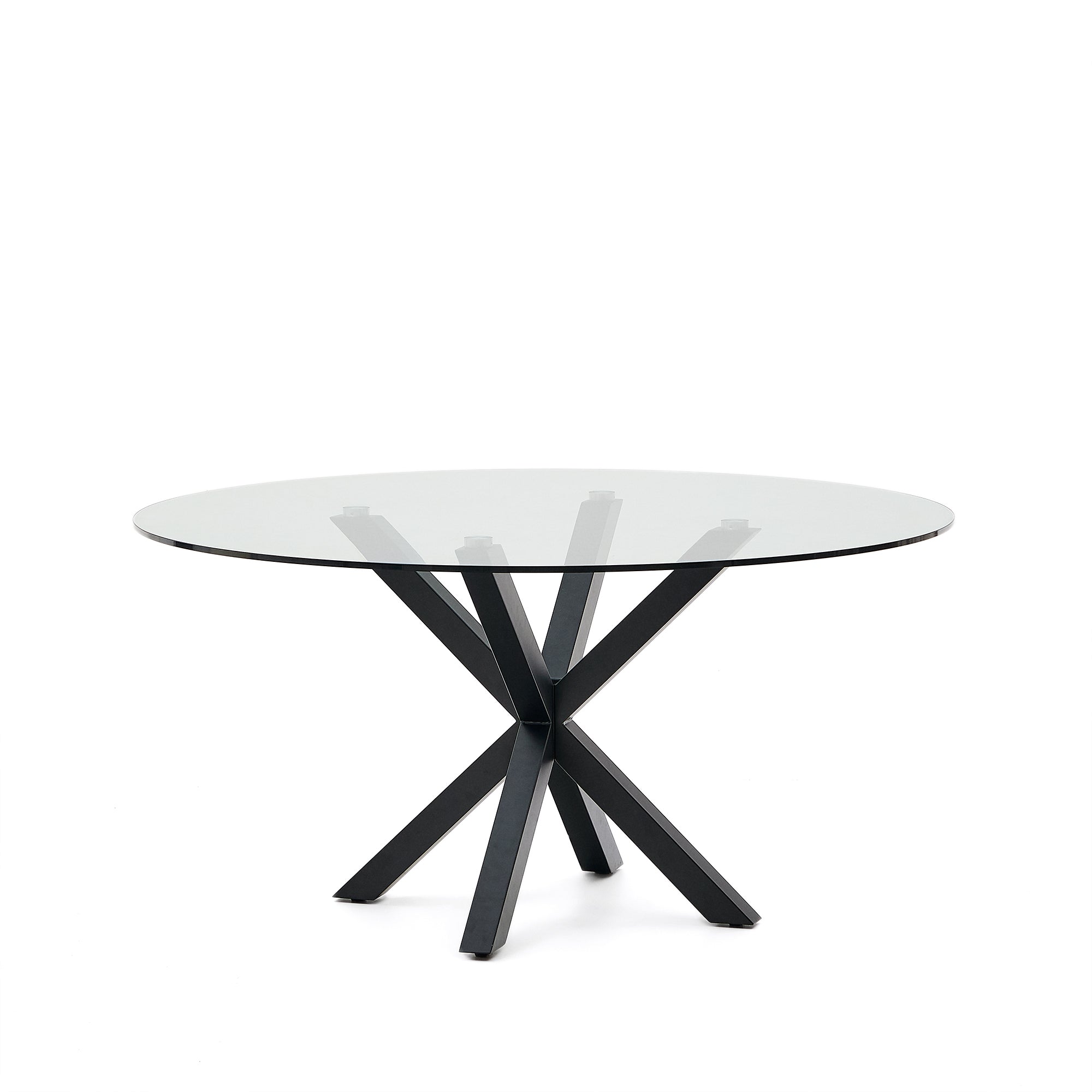 Argo round table in glass and steel legs with black finish Ø 150 cm - Product Image