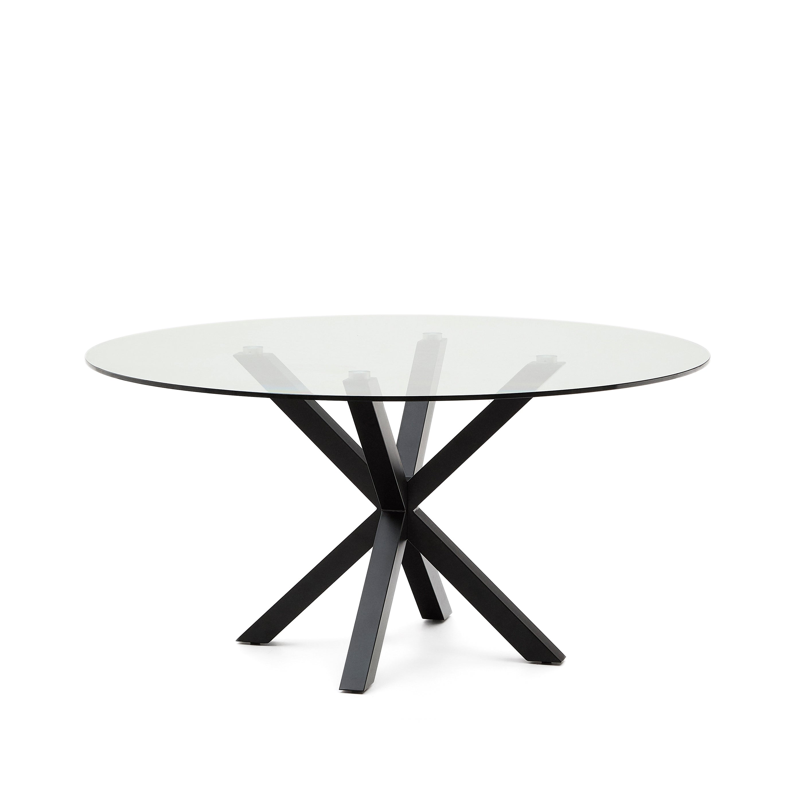 Argo kerek asztal üveg és acél lábakkal, fekete befejezéssel Ø 150 cm