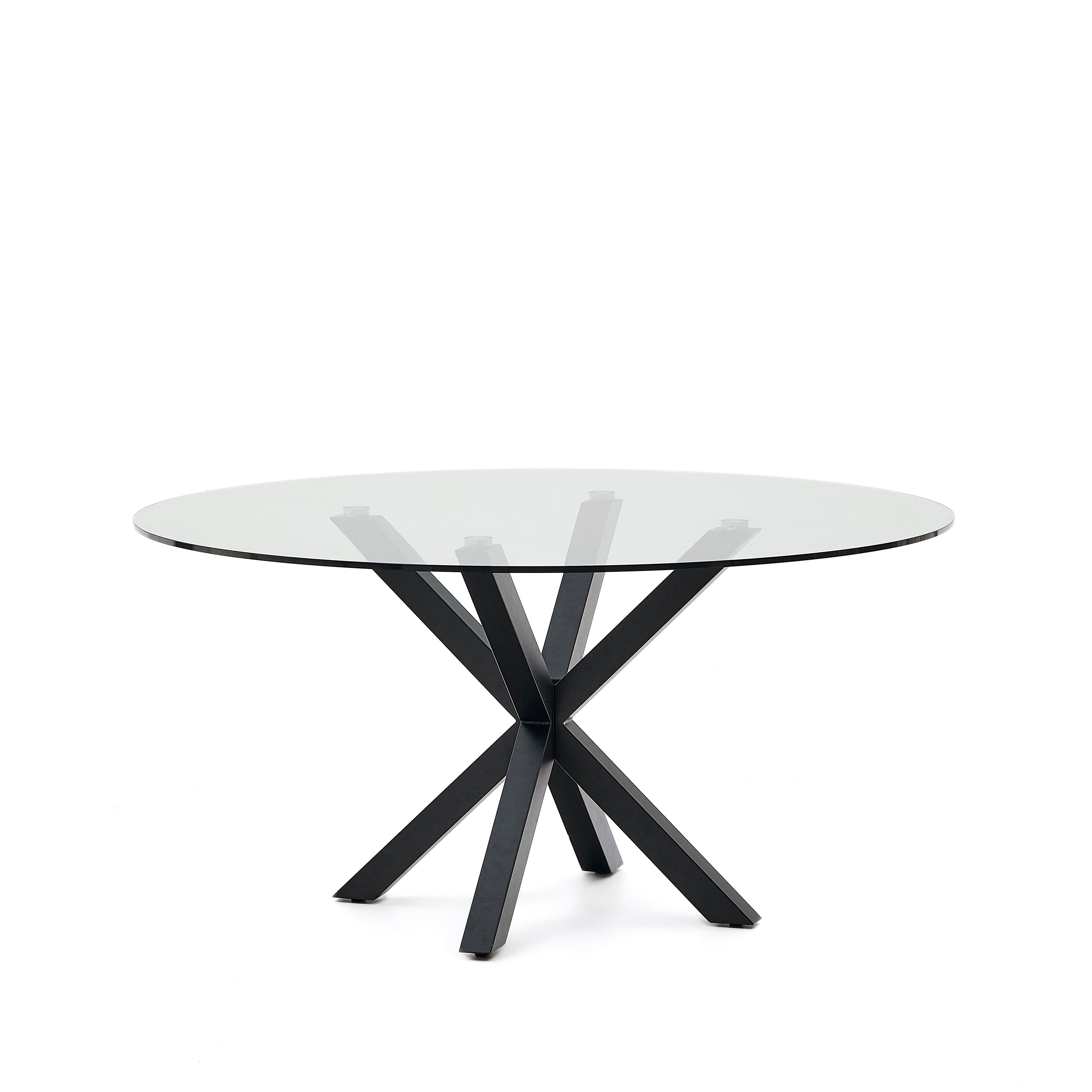 Argo round table in glass and steel legs with black finish Ø 150 cm - Product Image