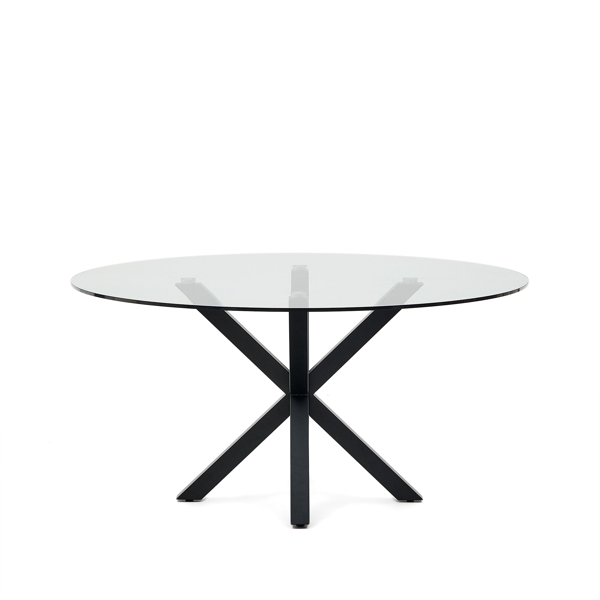 Argo round table in glass and steel legs with black finish Ø 150 cm - Product Image