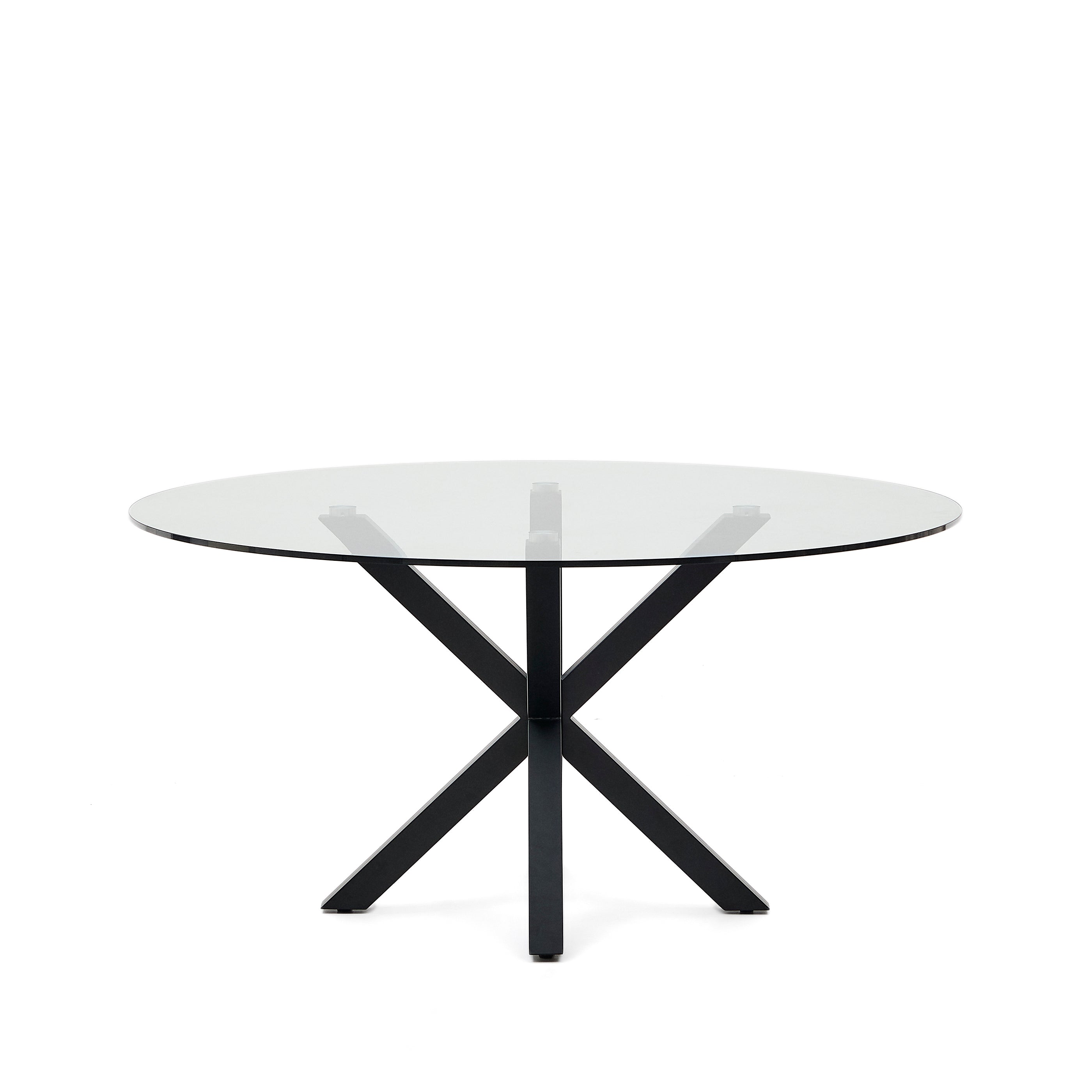 Argo round table in glass and steel legs with black finish Ø 150 cm - Product Image