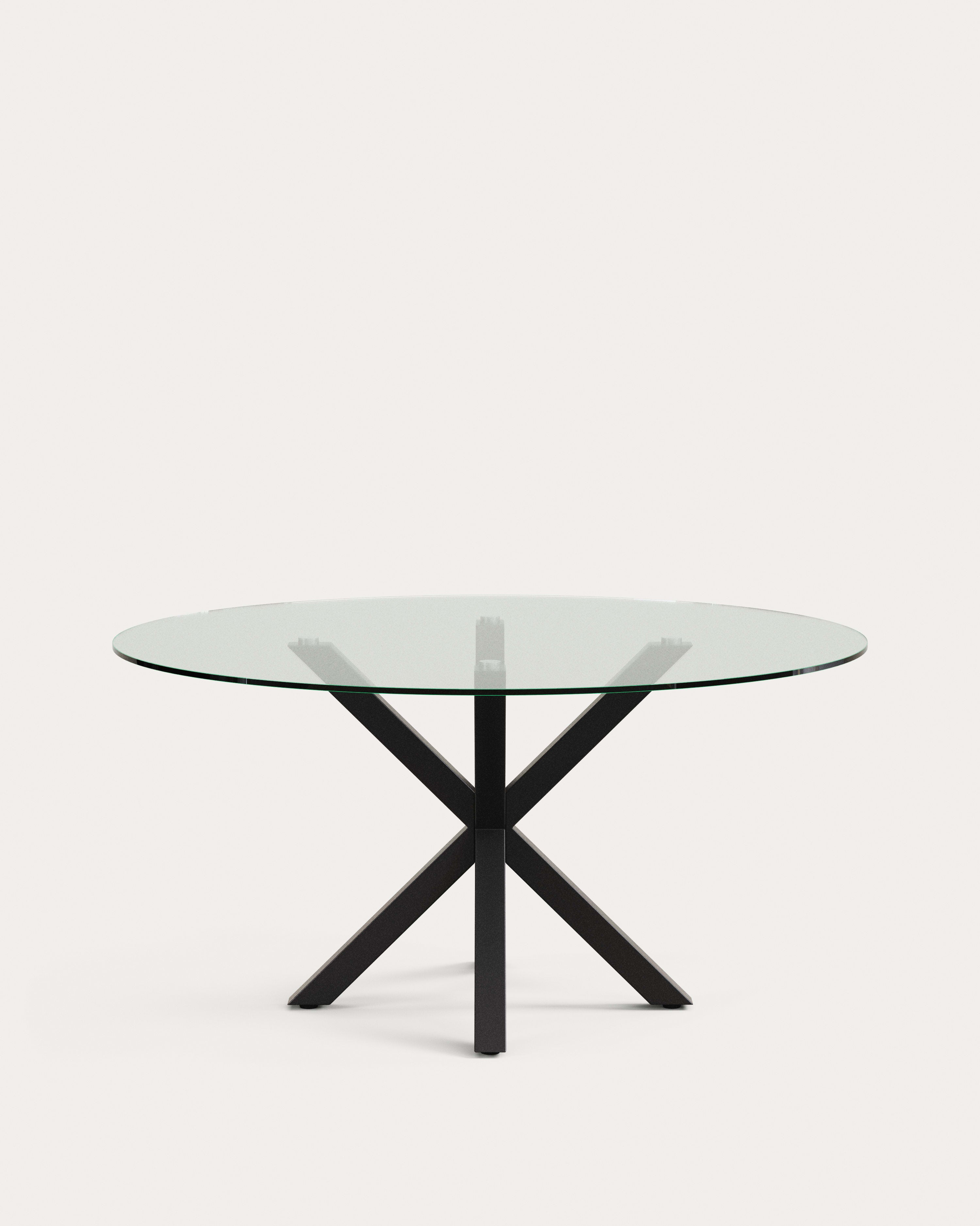 Argo round table in glass and steel legs with black finish Ø 150 cm - Product View