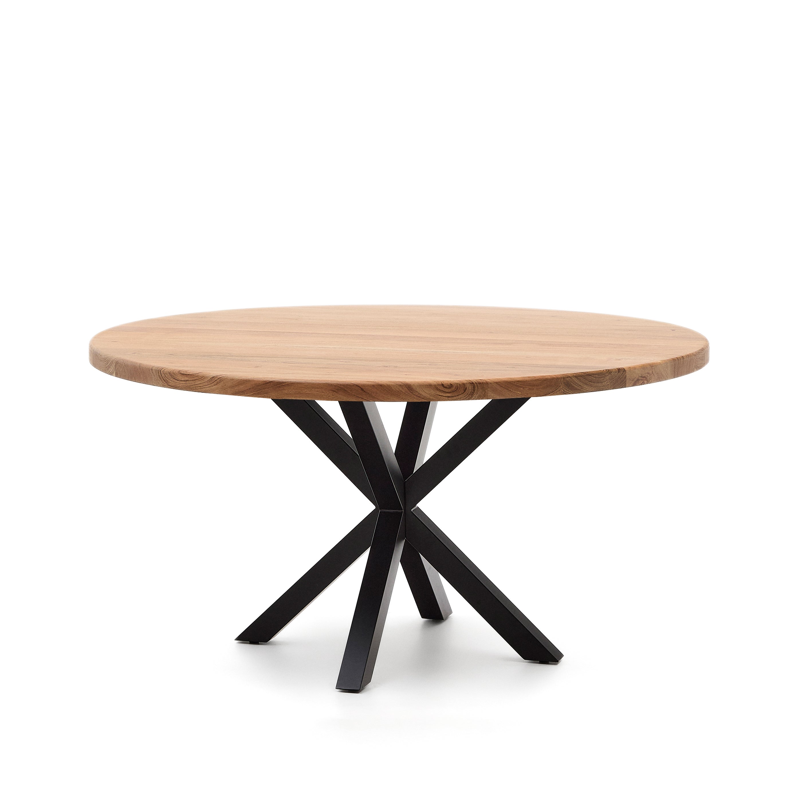 Round table Argo in solid acacia wood and steel legs with black finish Ø 150 cm - Product Image