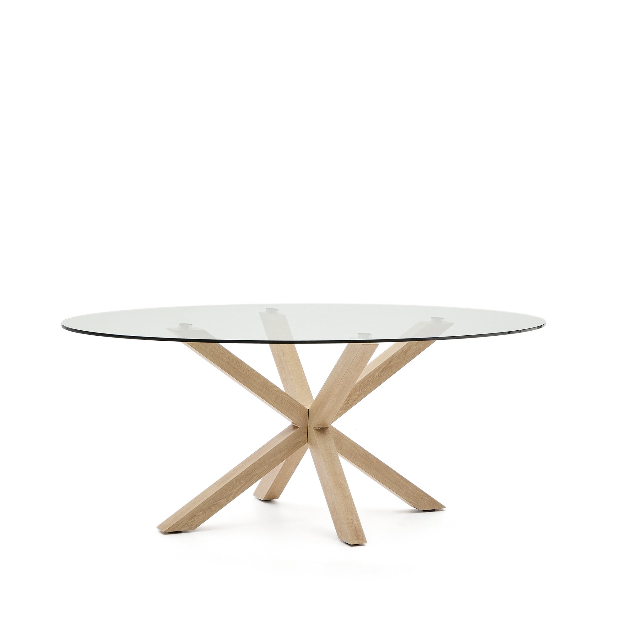 Argo oval table with glass and wood effect steel legs Ø 200 x 100 cm - Product Image