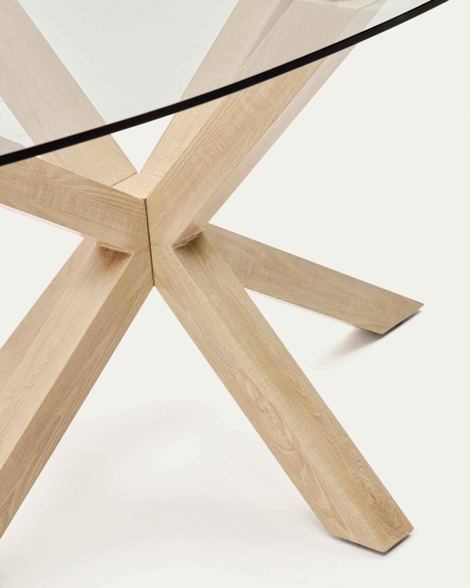 Argo oval table with glass and wood effect steel legs Ø 200 x 100 cm - Detail