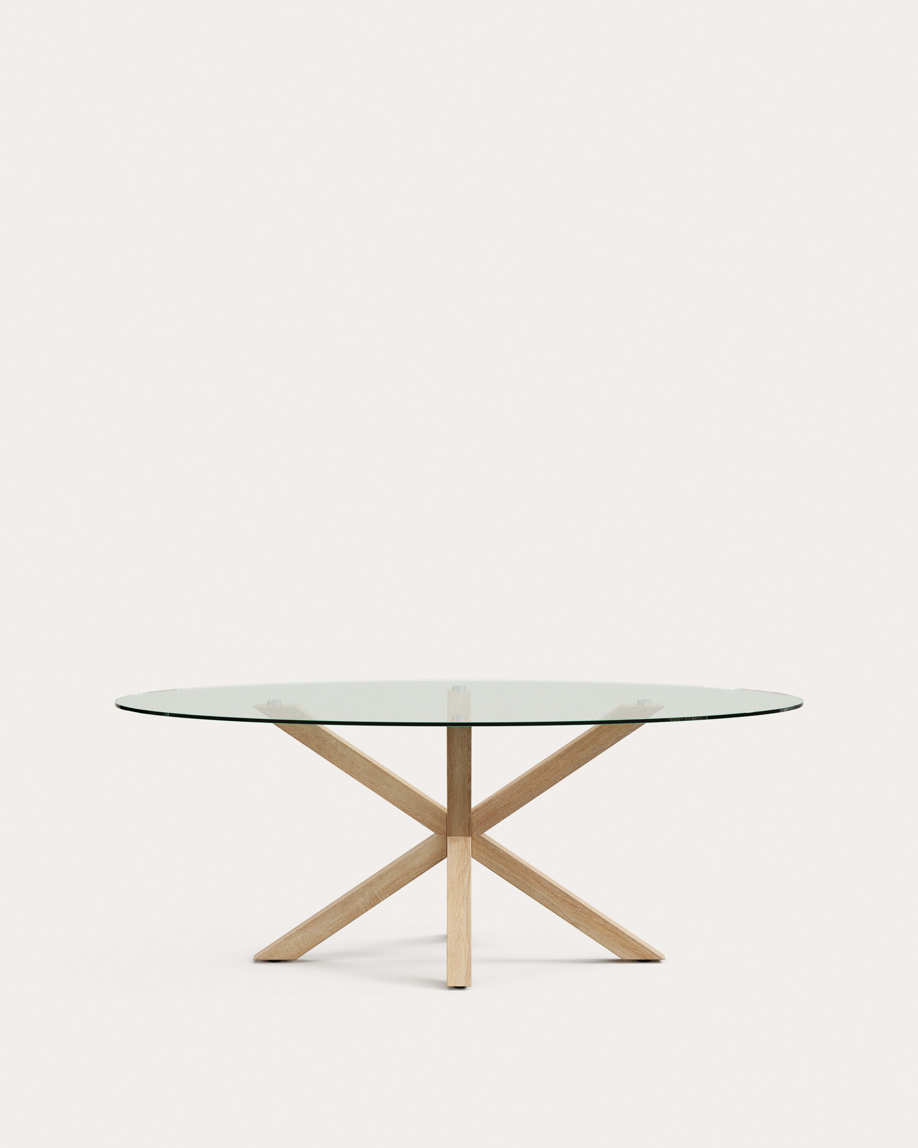 Argo oval table with glass and wood effect steel legs Ø 200 x 100 cm - Product View