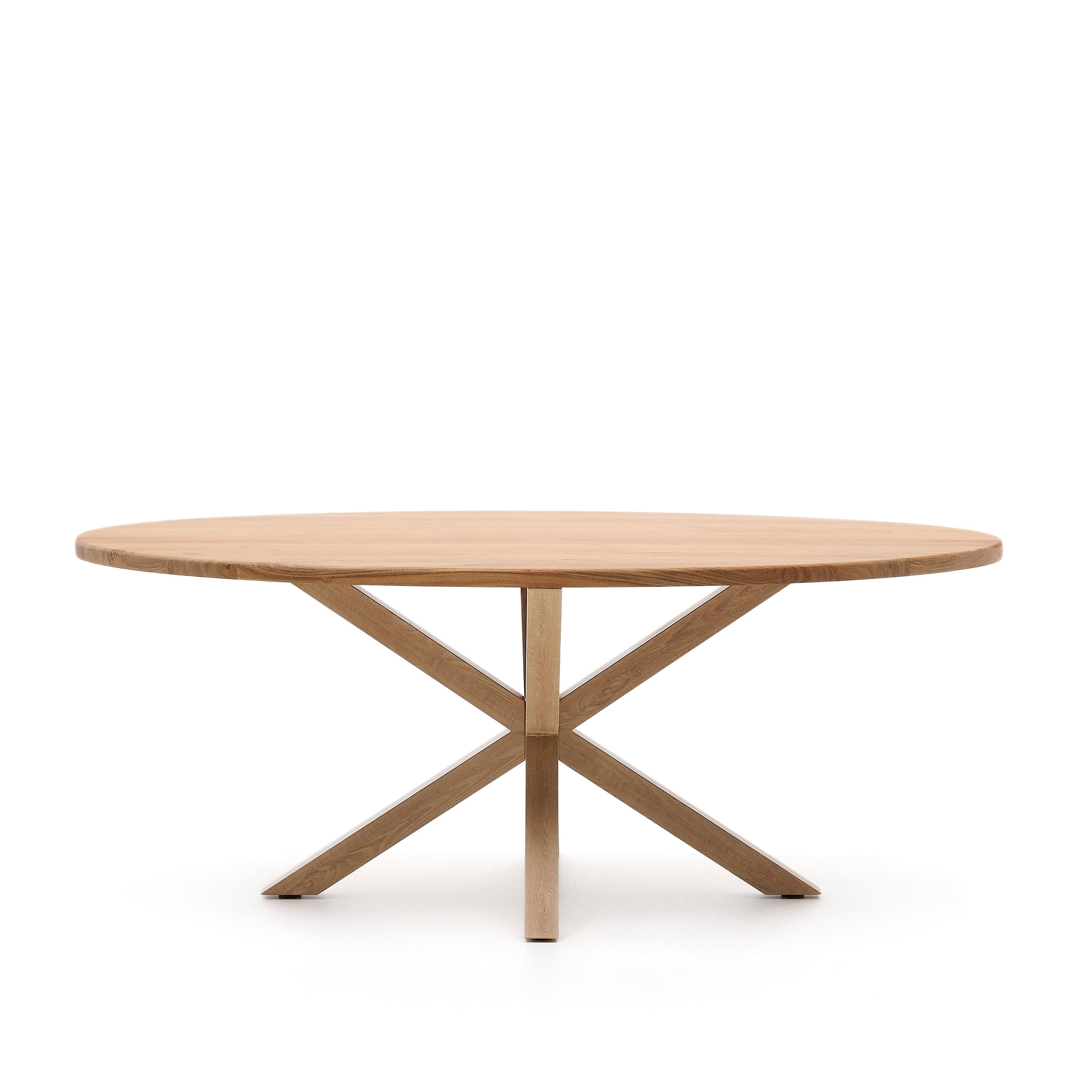 Argo ovális asztal szilárd akácfából és fa hatású acél lábakkal Ø 200 100 cm
