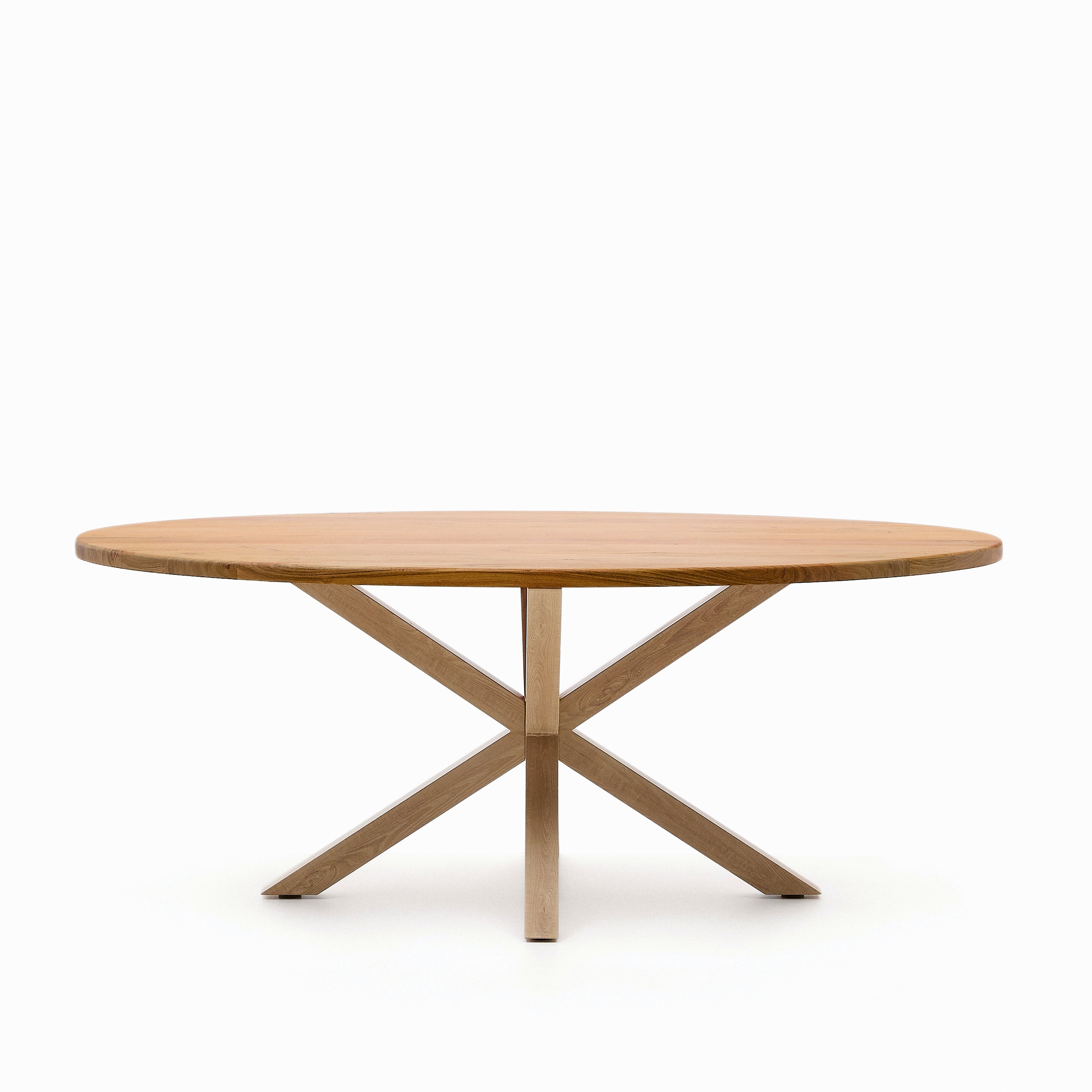 Argo oval table in solid acacia wood and wood-effect steel legs Ø 200 100 cm - Product Image