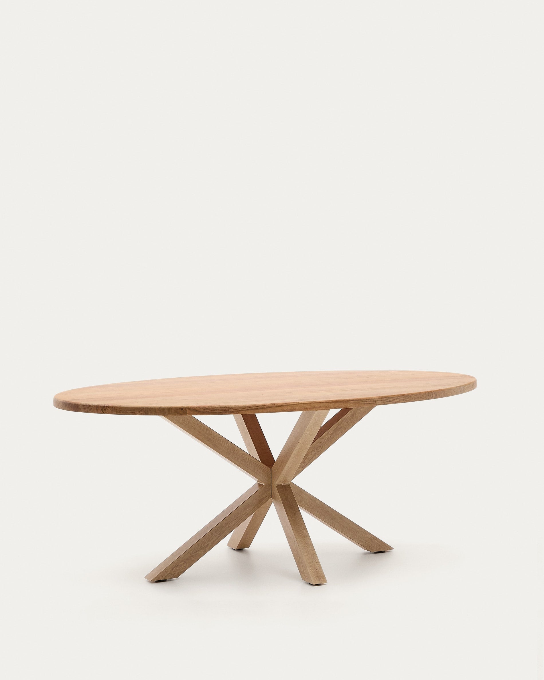 Argo ovális asztal szilárd akácfából és fa hatású acél lábakkal Ø 200 100 cm