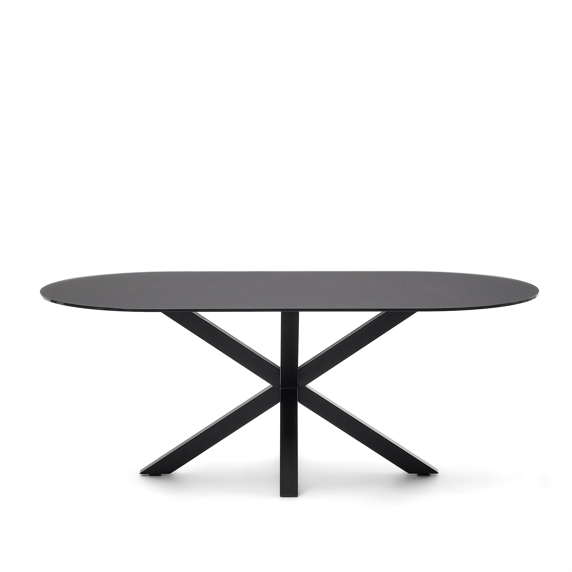 Argo table with black glass and black steel legs Ø 200 x 100 cm - Product Image