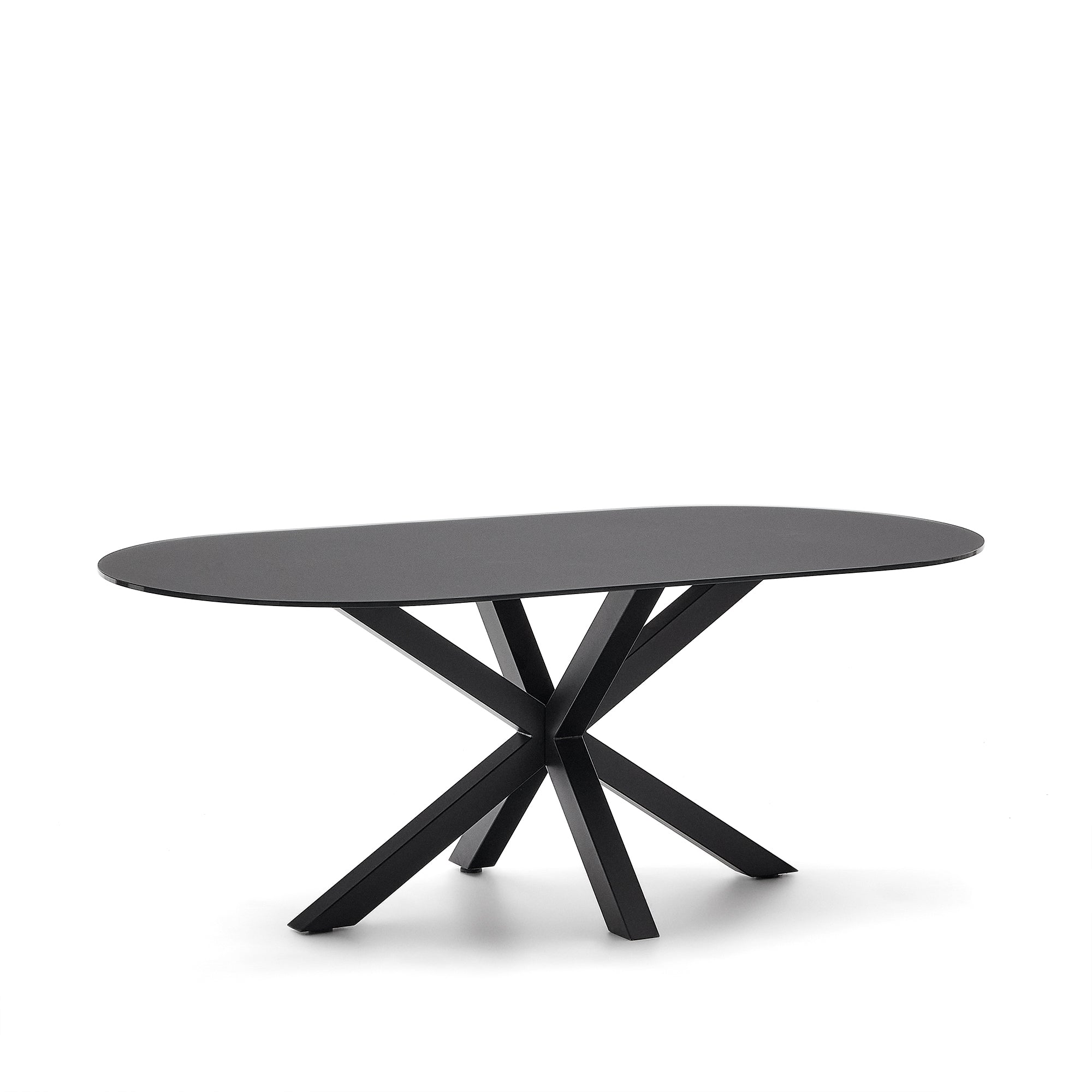 Argo table with black glass and black steel legs Ø 200 x 100 cm - Product Image