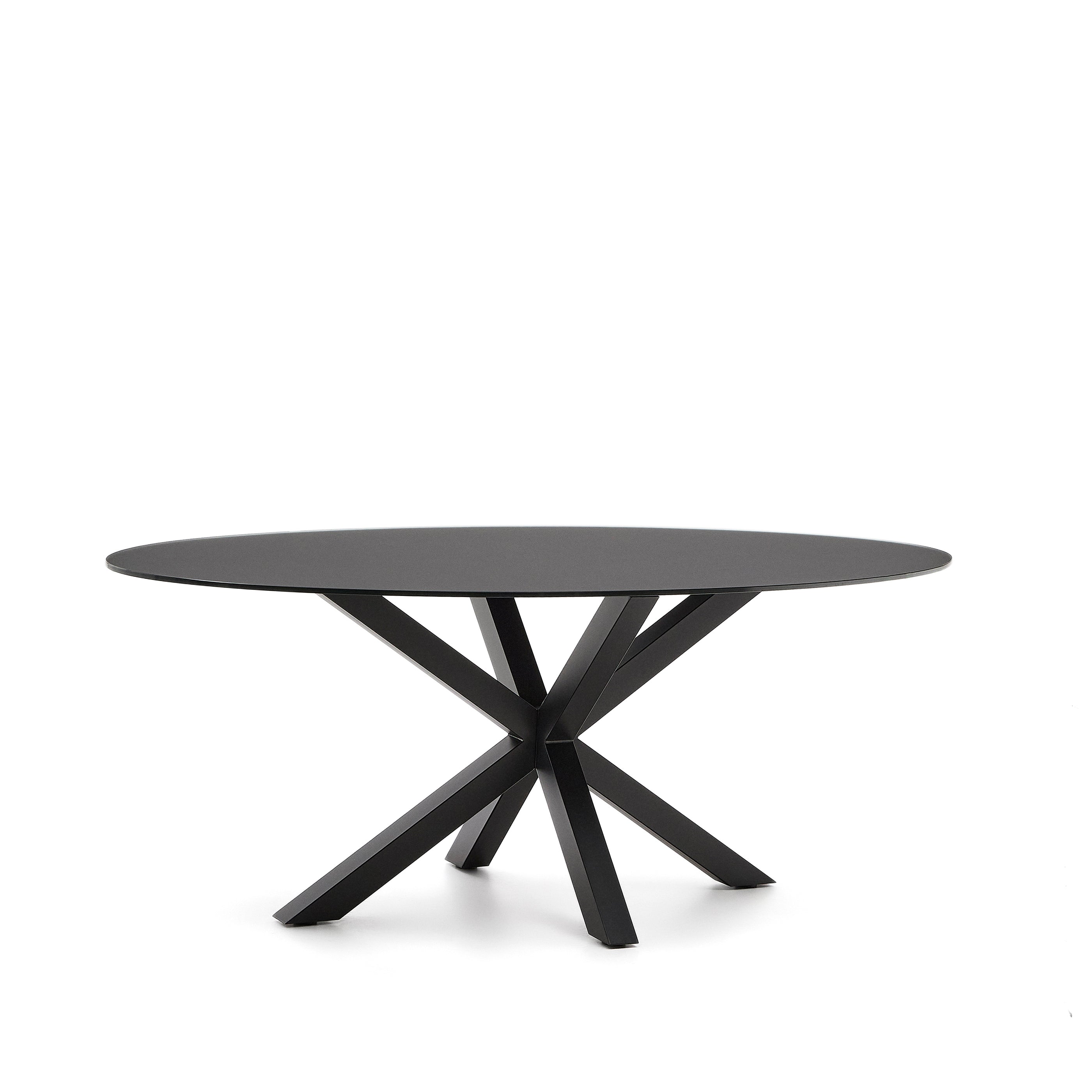 Argo table with black glass and black steel legs Ø 200 x 100 cm - Product Image