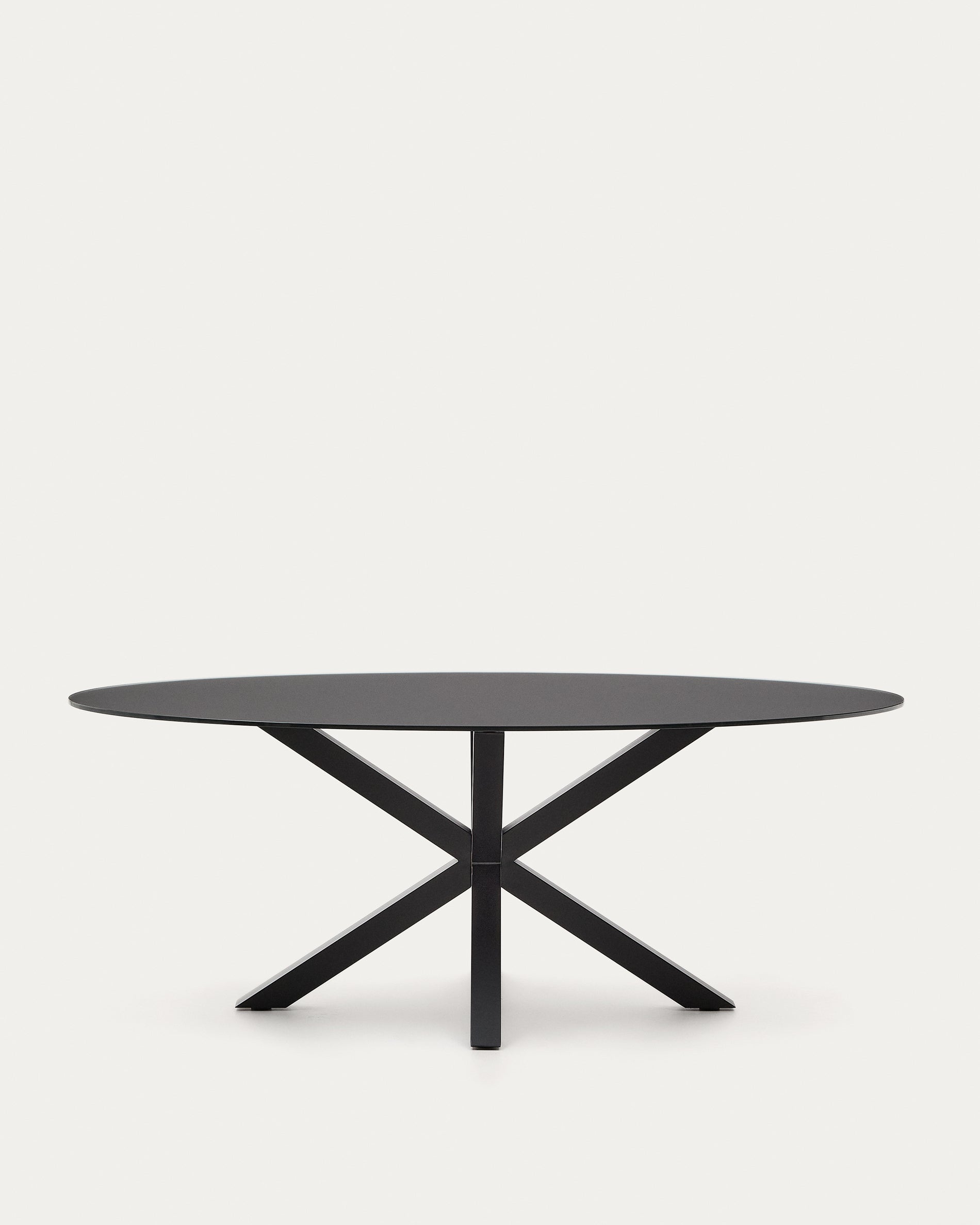 Argo table with black glass and black steel legs Ø 200 x 100 cm - Product View