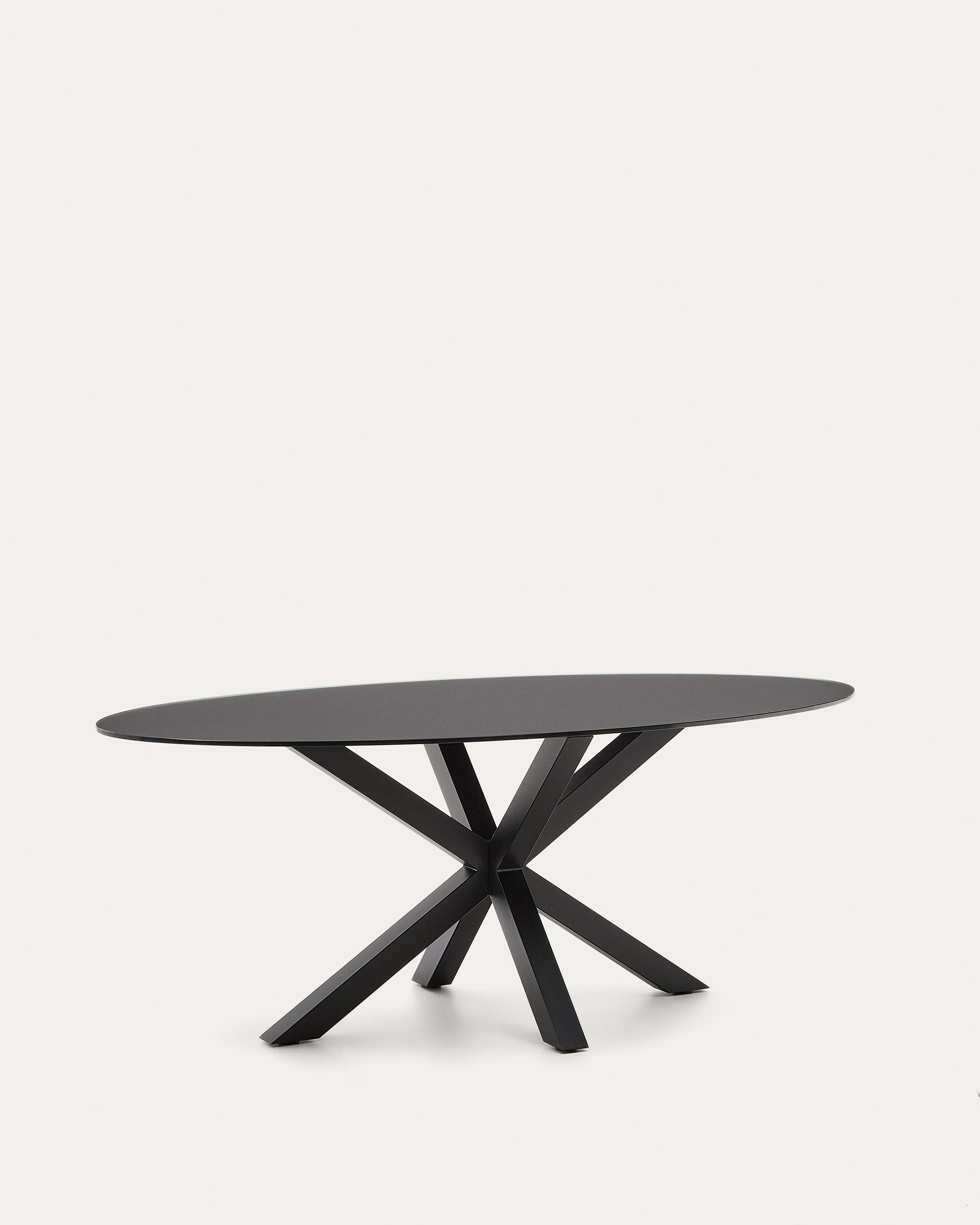 Argo table with black glass and black steel legs Ø 200 x 100 cm - Product View
