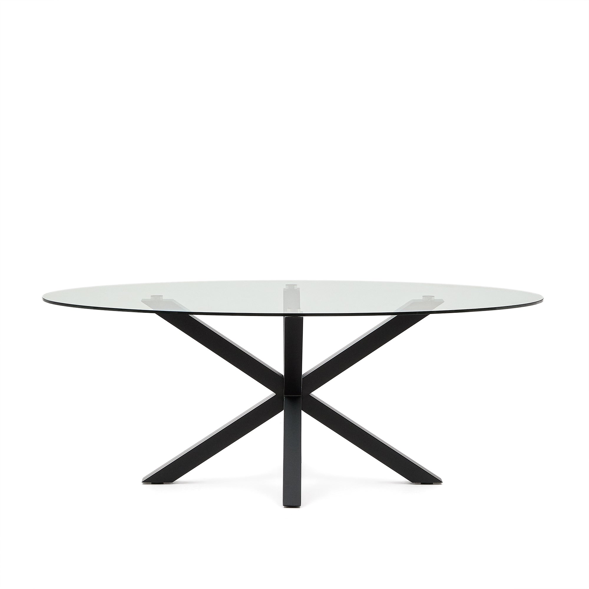 Argo oval table in glass and steel legs with black finish Ø 200 x 100 cm - Product Image