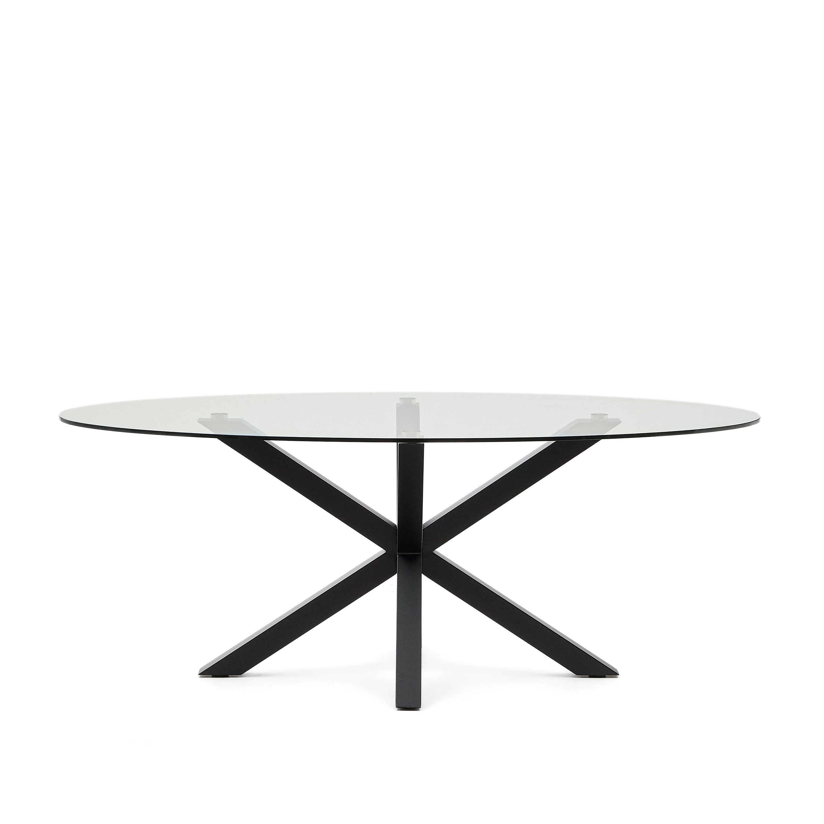 Argo oval table in glass and steel legs with black finish Ø 200 x 100 cm - Product Image