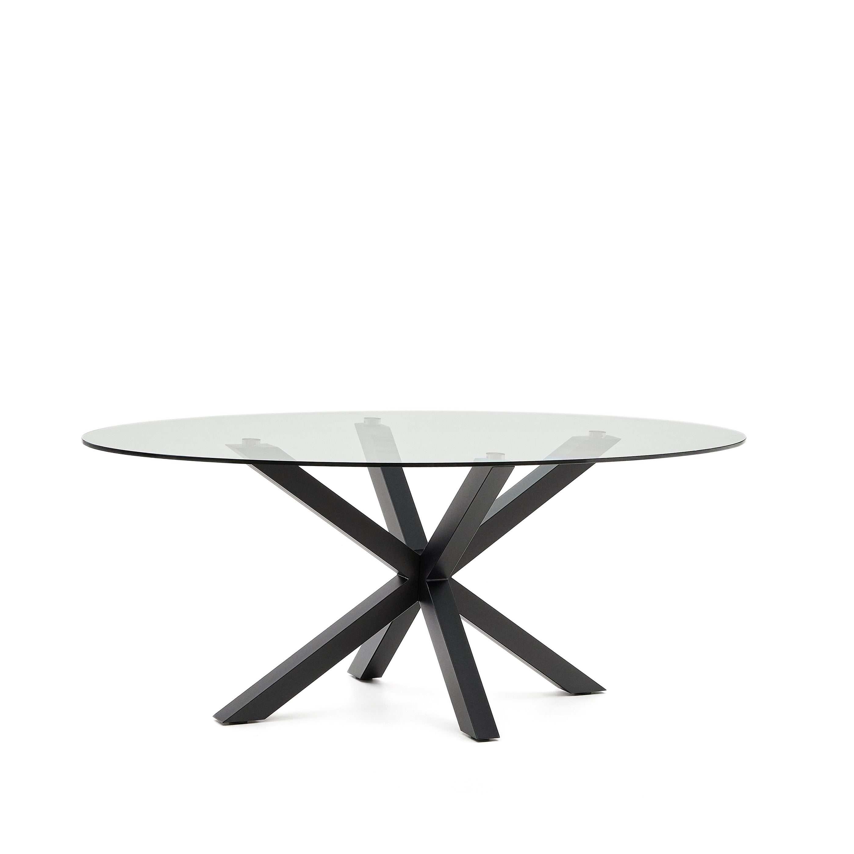 Argo oval table in glass and steel legs with black finish Ø 200 x 100 cm - Product Image
