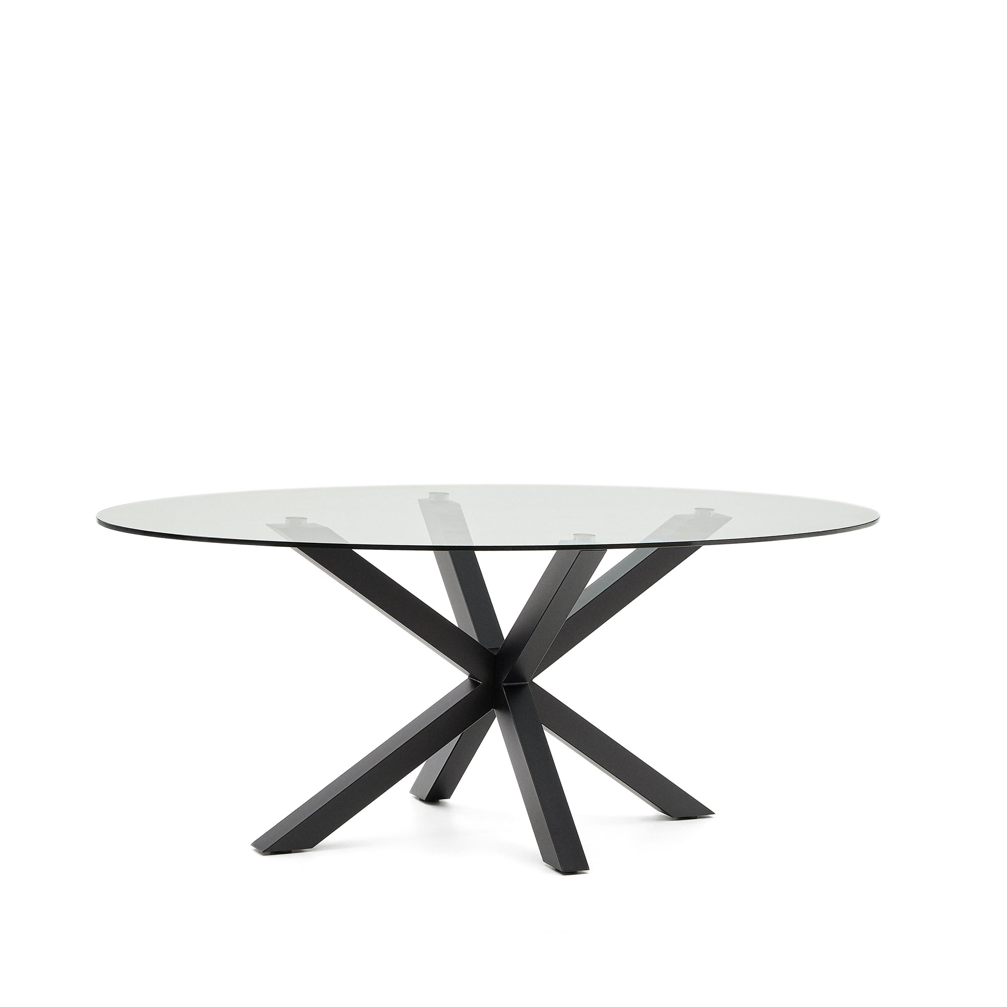 Argo oval table in glass and steel legs with black finish Ø 200 x 100 cm - Product Image