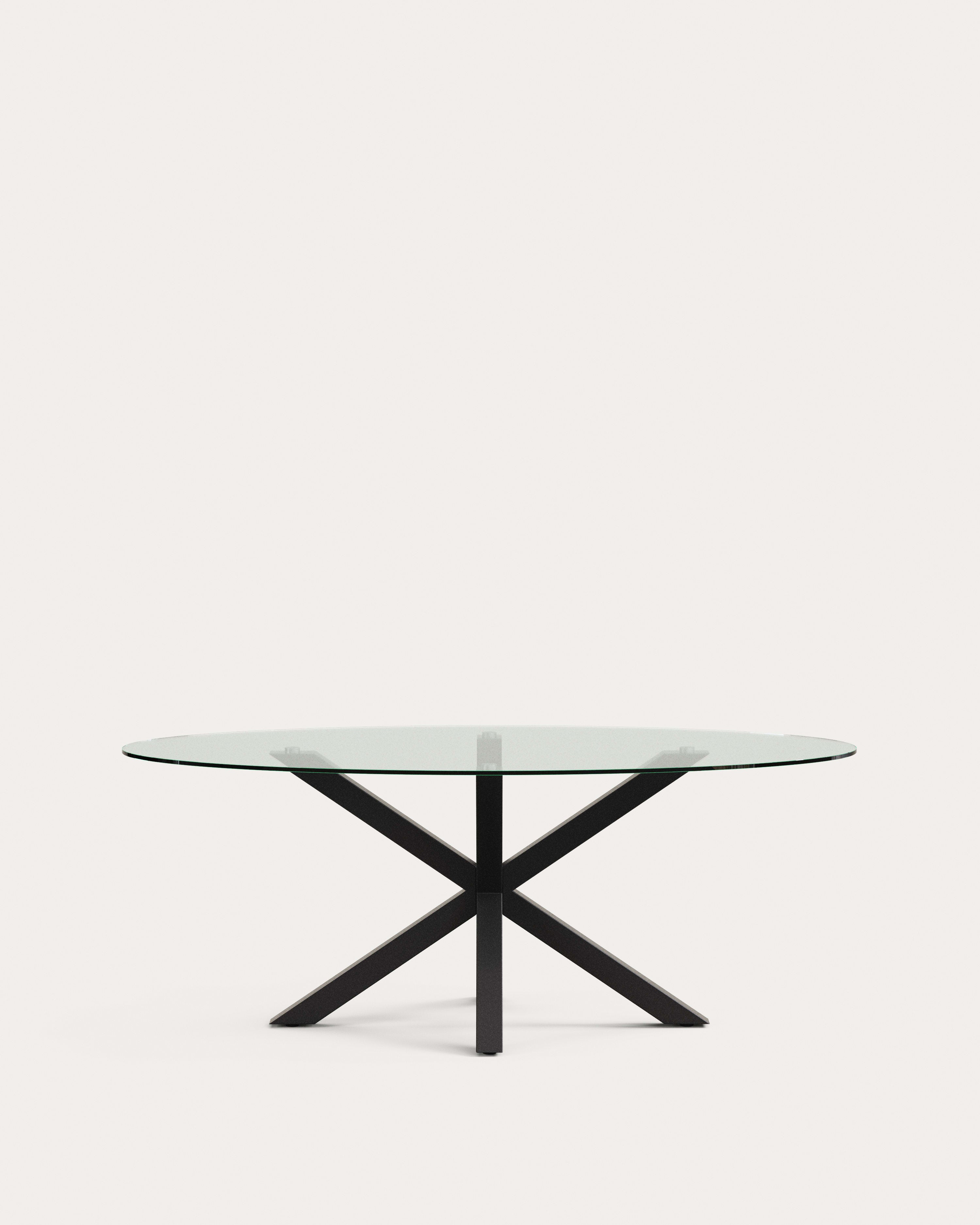 Argo oval table in glass and steel legs with black finish Ø 200 x 100 cm - Product View