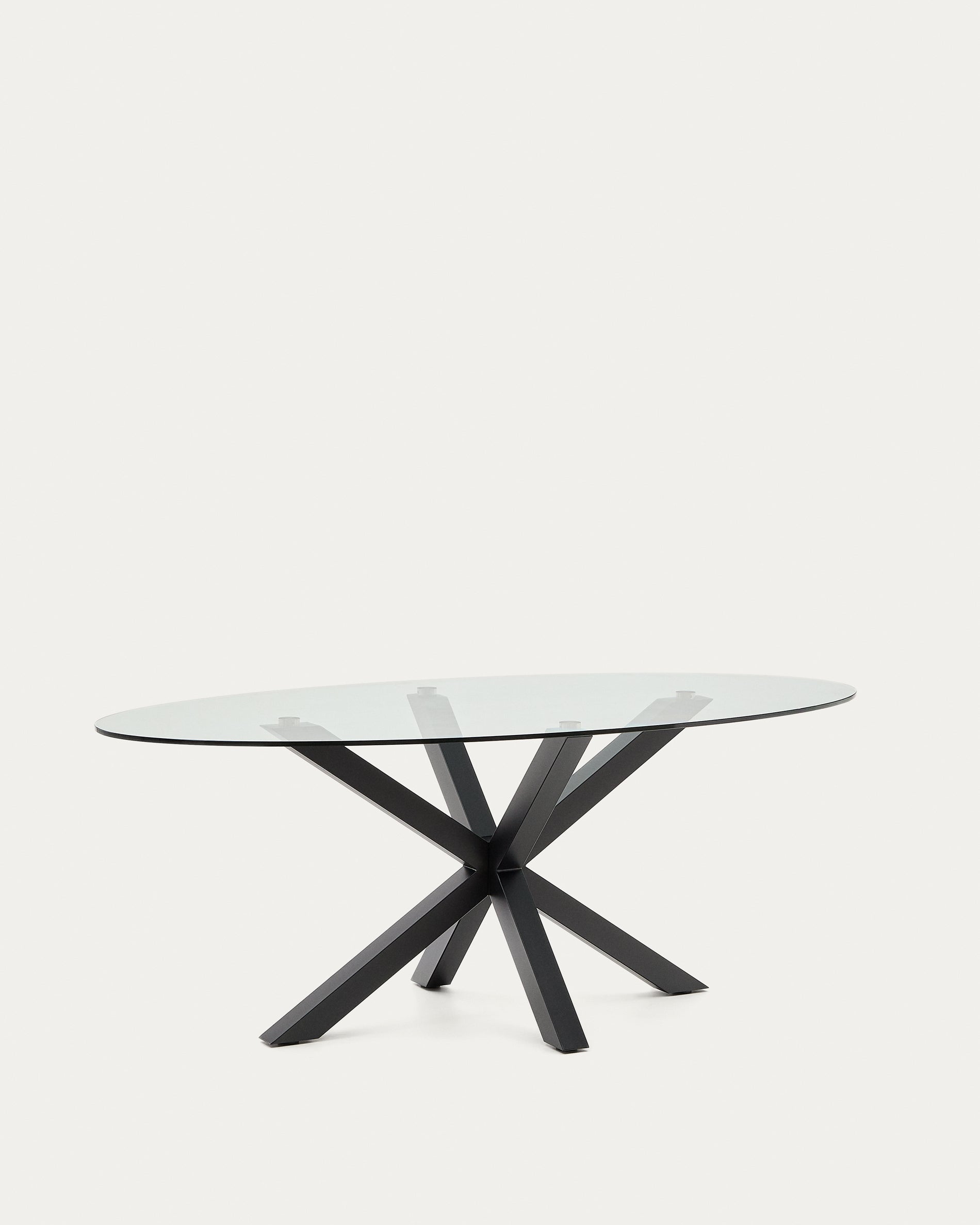 Argo oval table in glass and steel legs with black finish Ø 200 x 100 cm - Product View