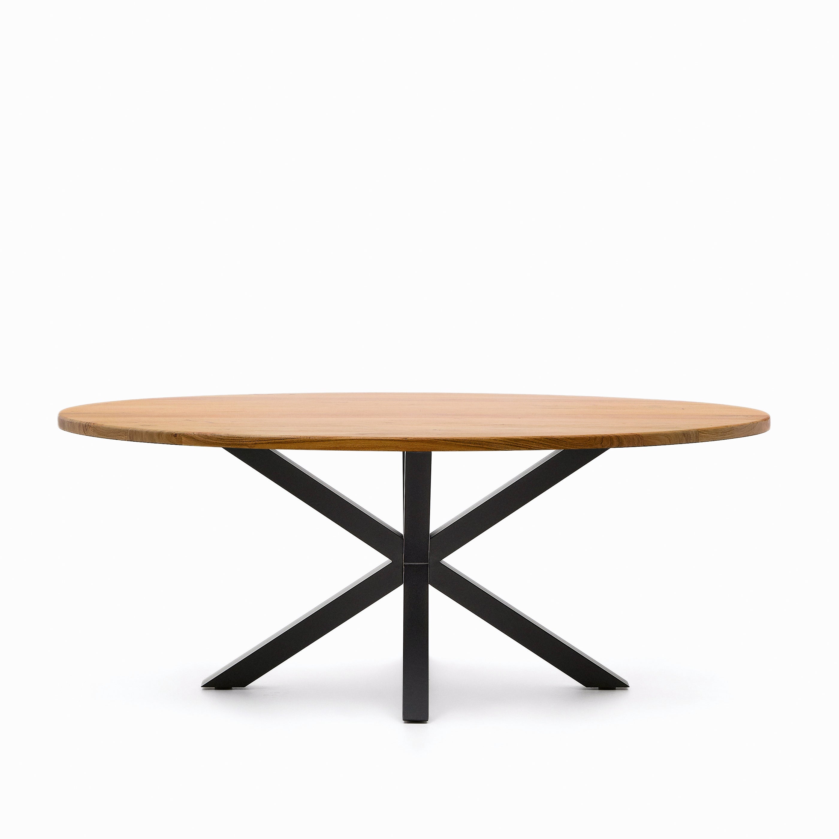 Argo oval table in solid acacia wood and steel legs with black finish Ø 200 x 100 cm - Product Image