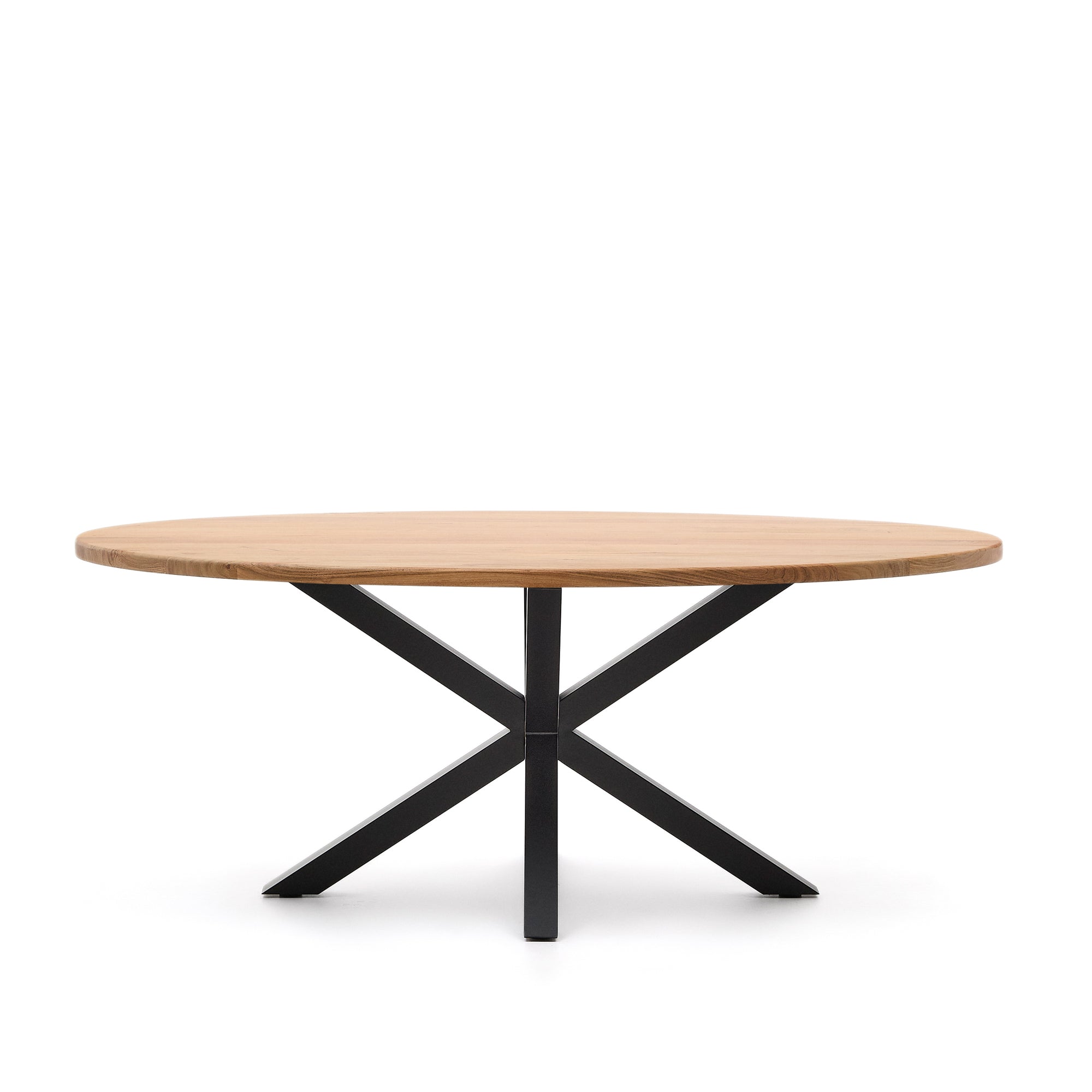 Argo oval table in solid acacia wood and steel legs with black finish Ø 200 x 100 cm - Product Image