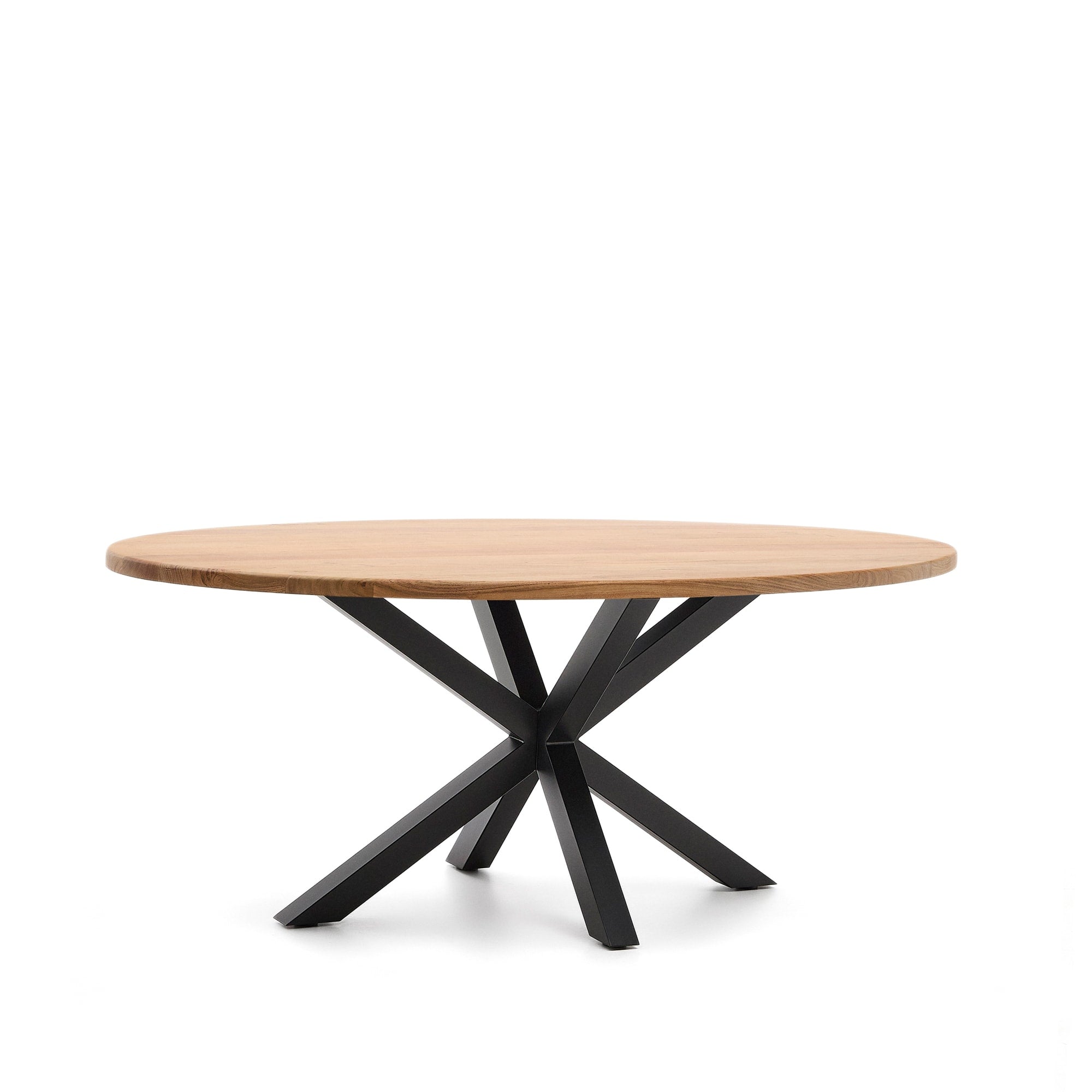 Argo ovális asztal tömör akáciafából és fekete befejezésű acéllábakkal Ø 200 x 100 cm