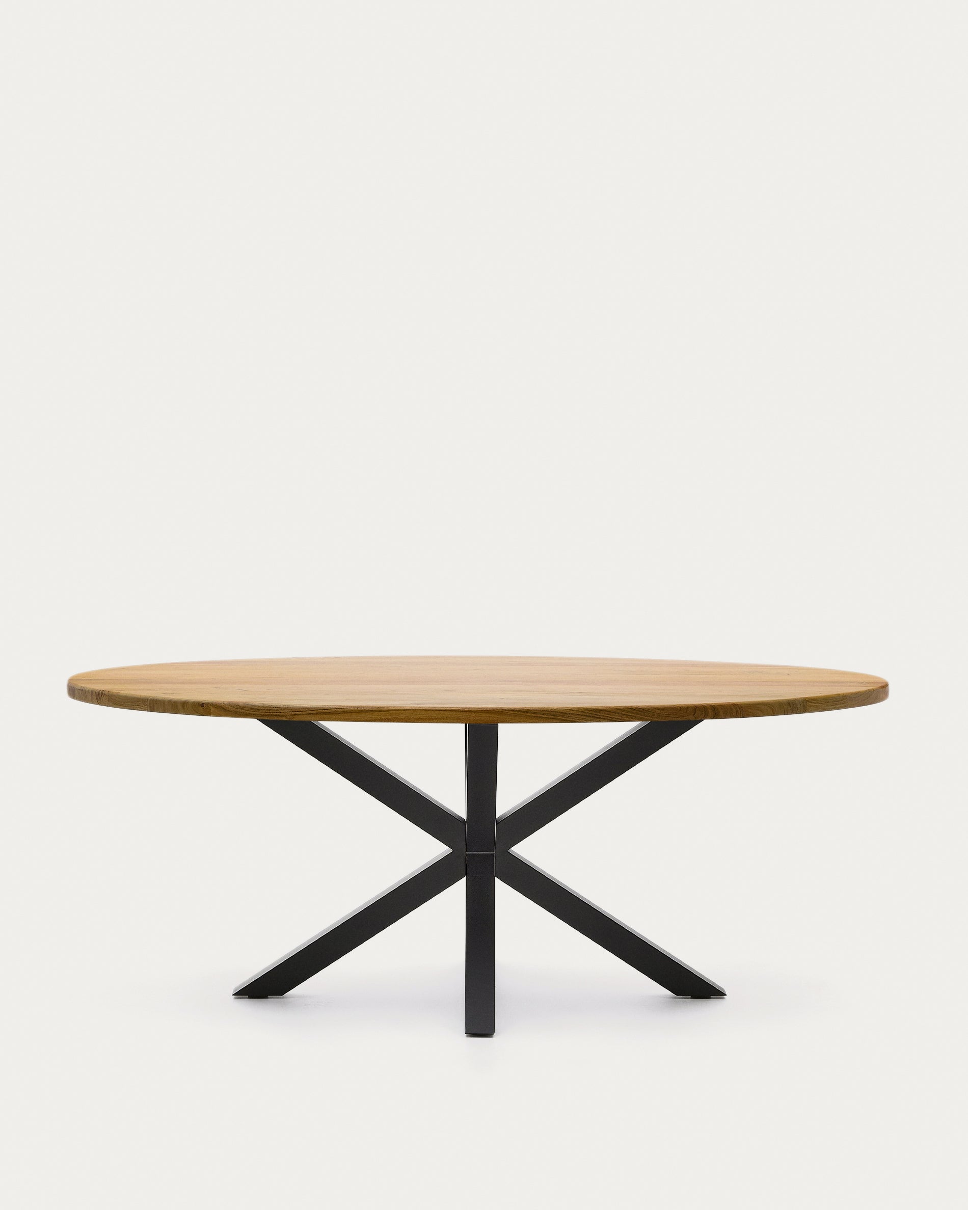 Argo oval table in solid acacia wood and steel legs with black finish Ø 200 x 100 cm - Product View