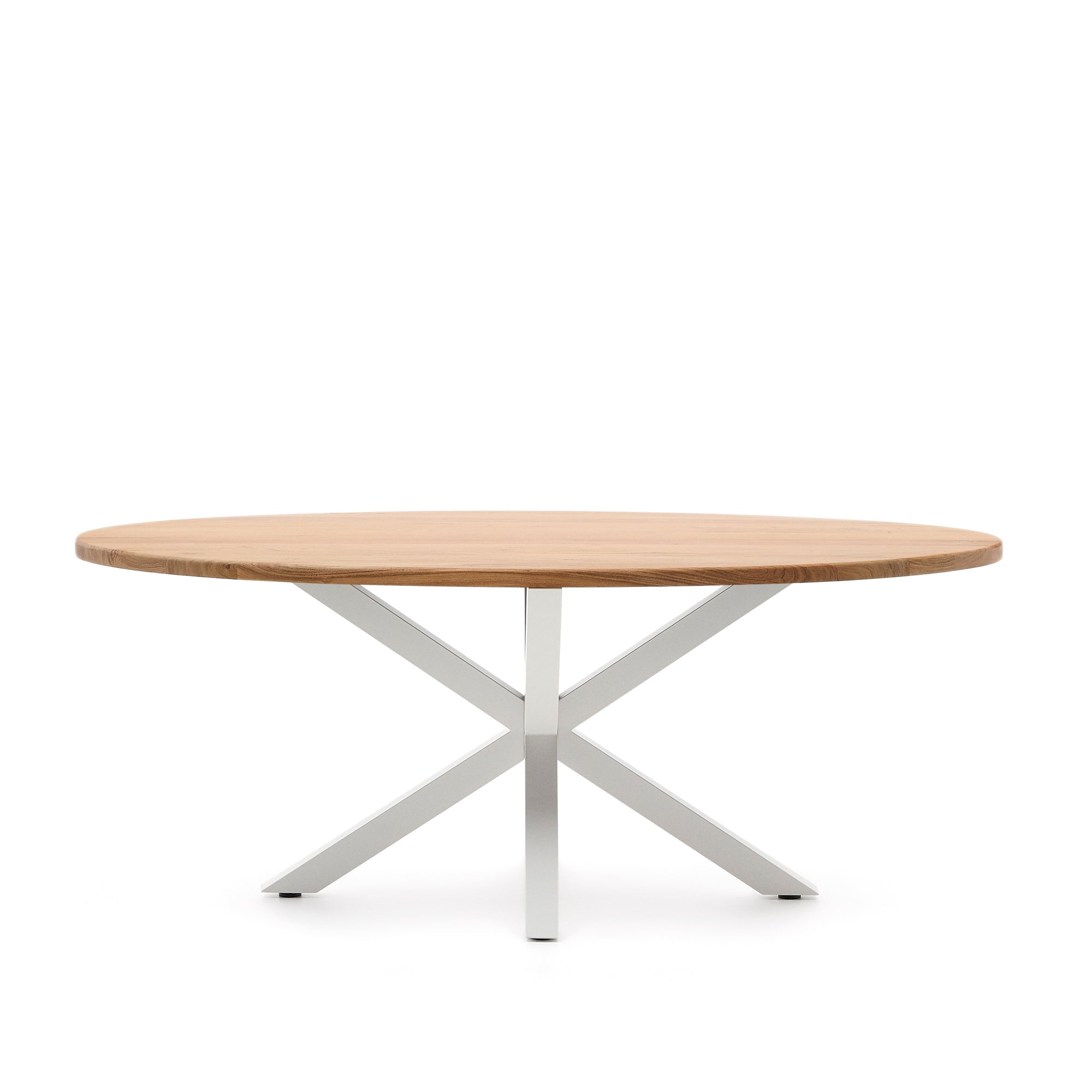 Argo oval table in solid acacia wood and steel legs with white finish Ø 200 x 100 cm - Product Image