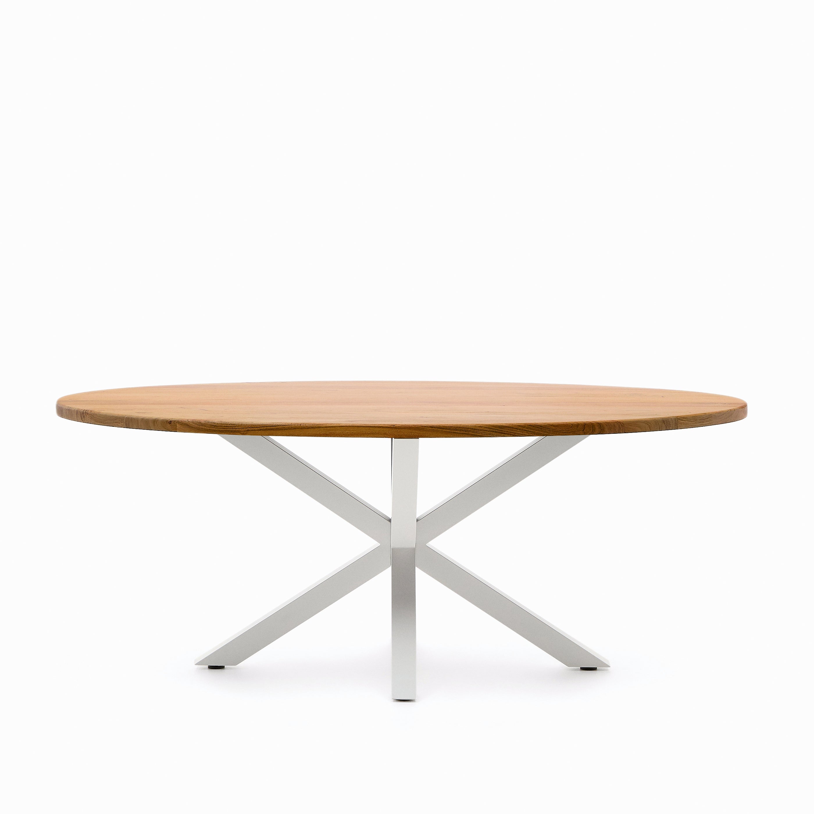 Argo oval table in solid acacia wood and steel legs with white finish Ø 200 x 100 cm - Product Image