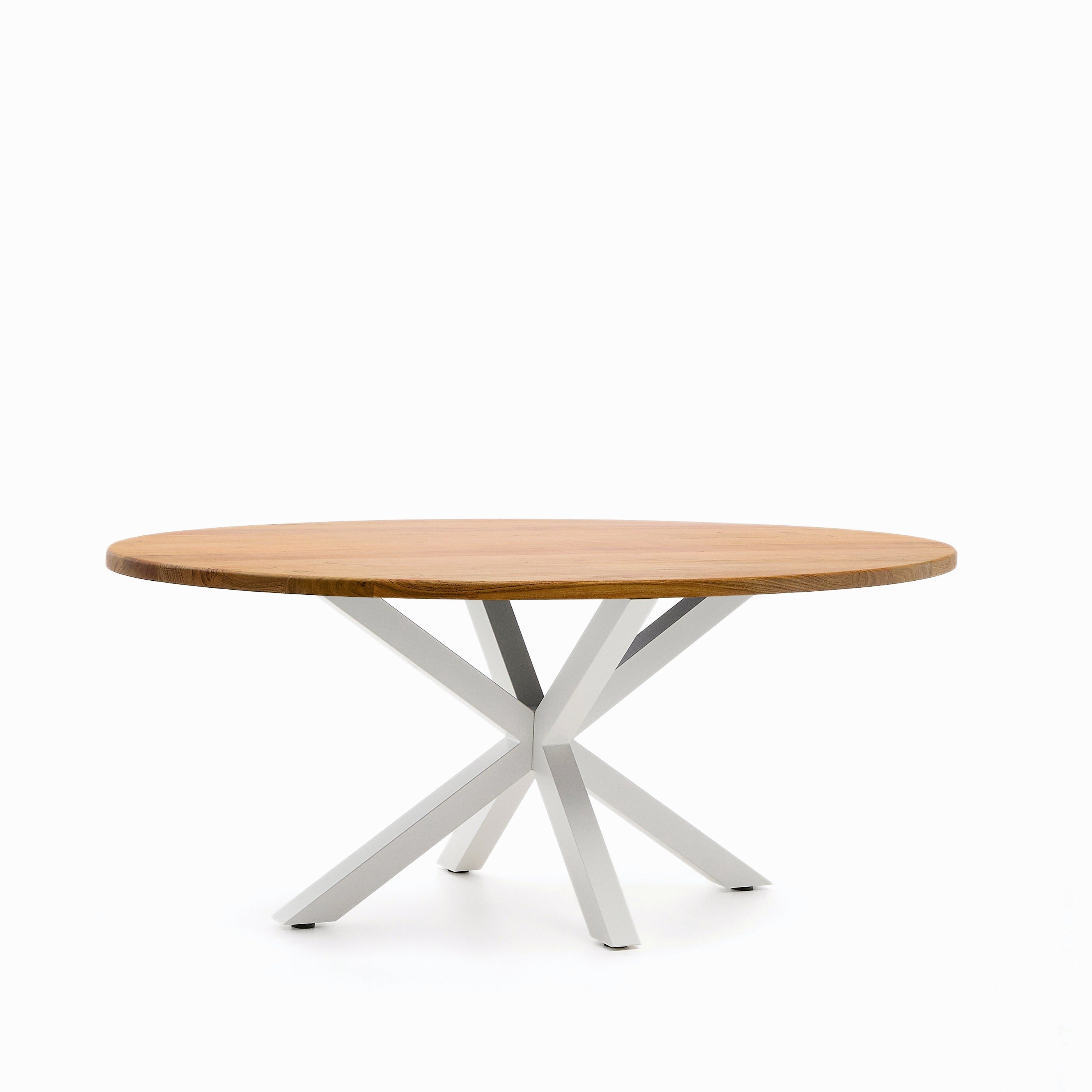 Argo oval table in solid acacia wood and steel legs with white finish Ø 200 x 100 cm - Product Image
