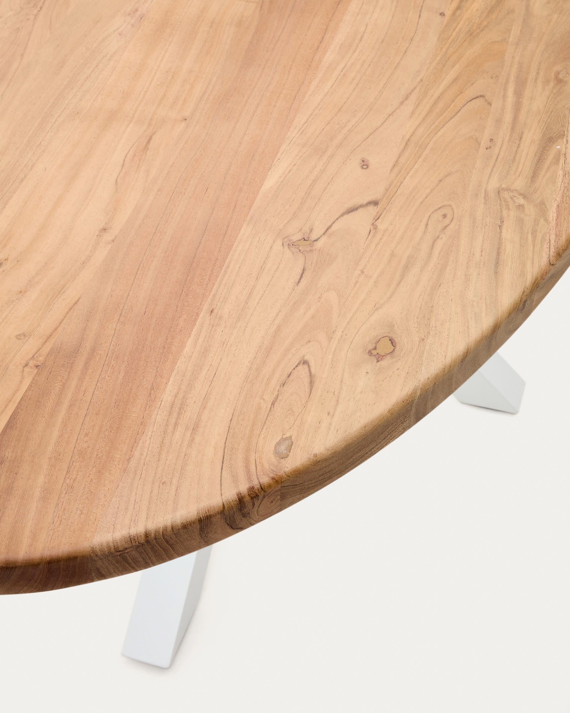 Argo ovális asztal tömör akáciafából és acéllábakkal, fehér befejezéssel Ø 200 x 100 cm