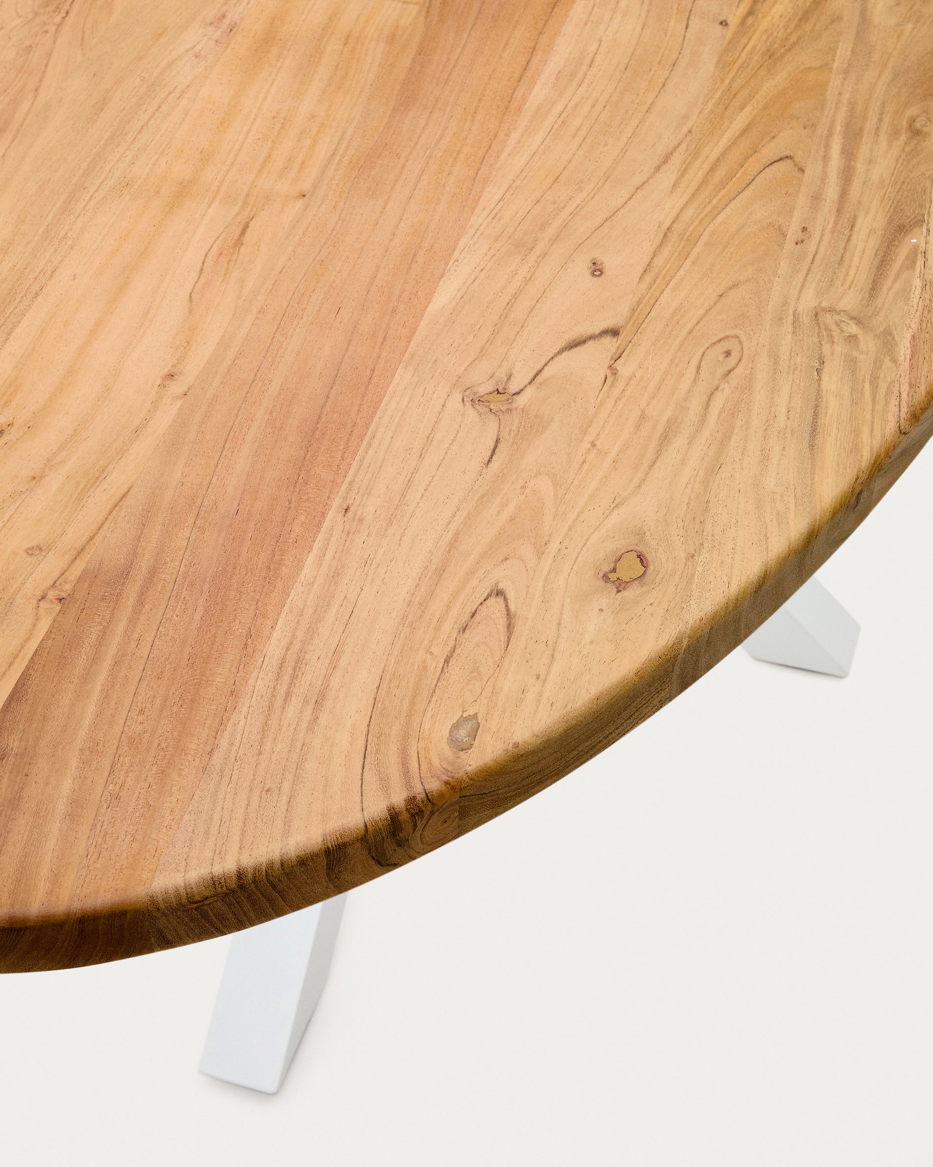 Argo oval table in solid acacia wood and steel legs with white finish Ø 200 x 100 cm - Detail