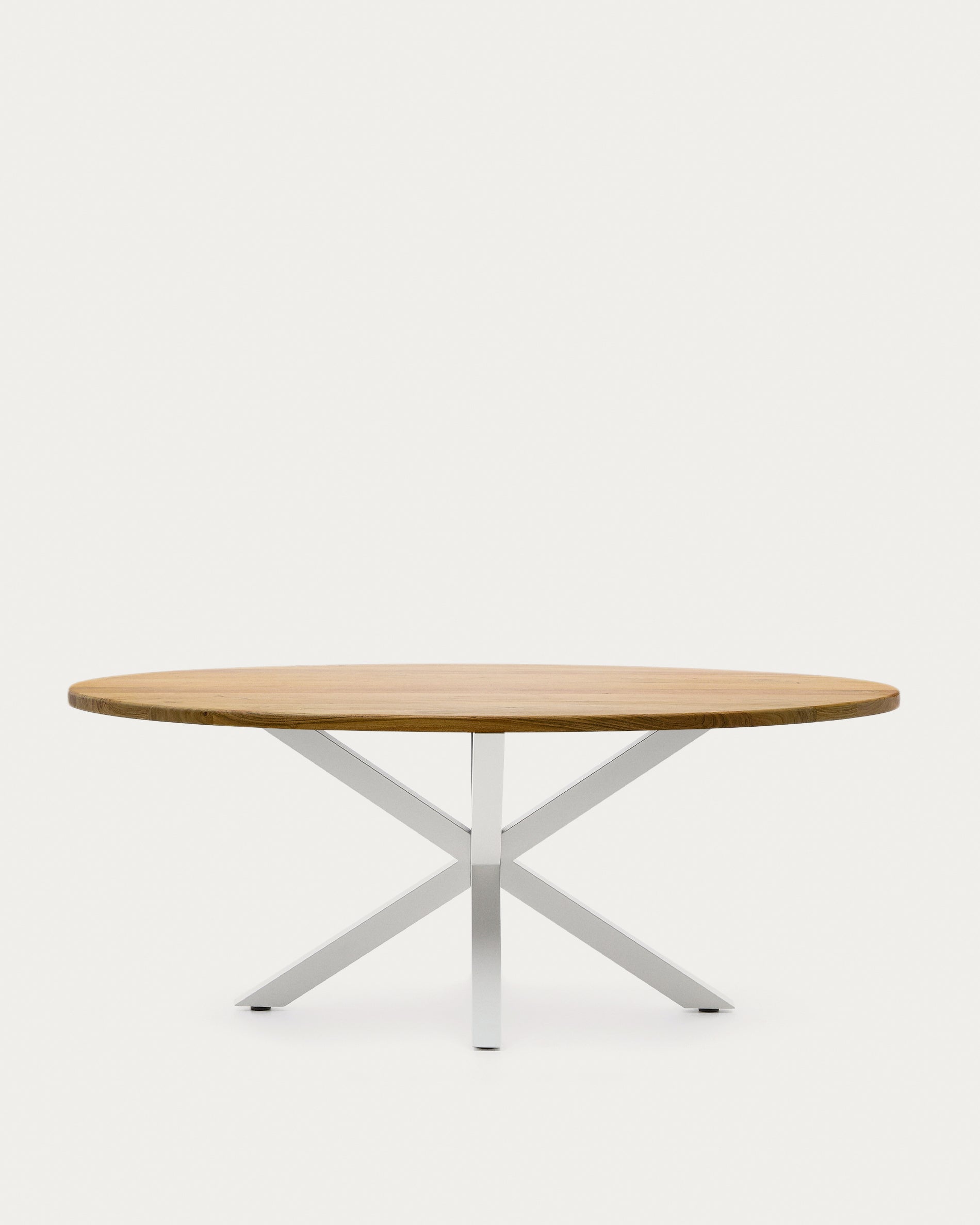 Argo oval table in solid acacia wood and steel legs with white finish Ø 200 x 100 cm - Product View