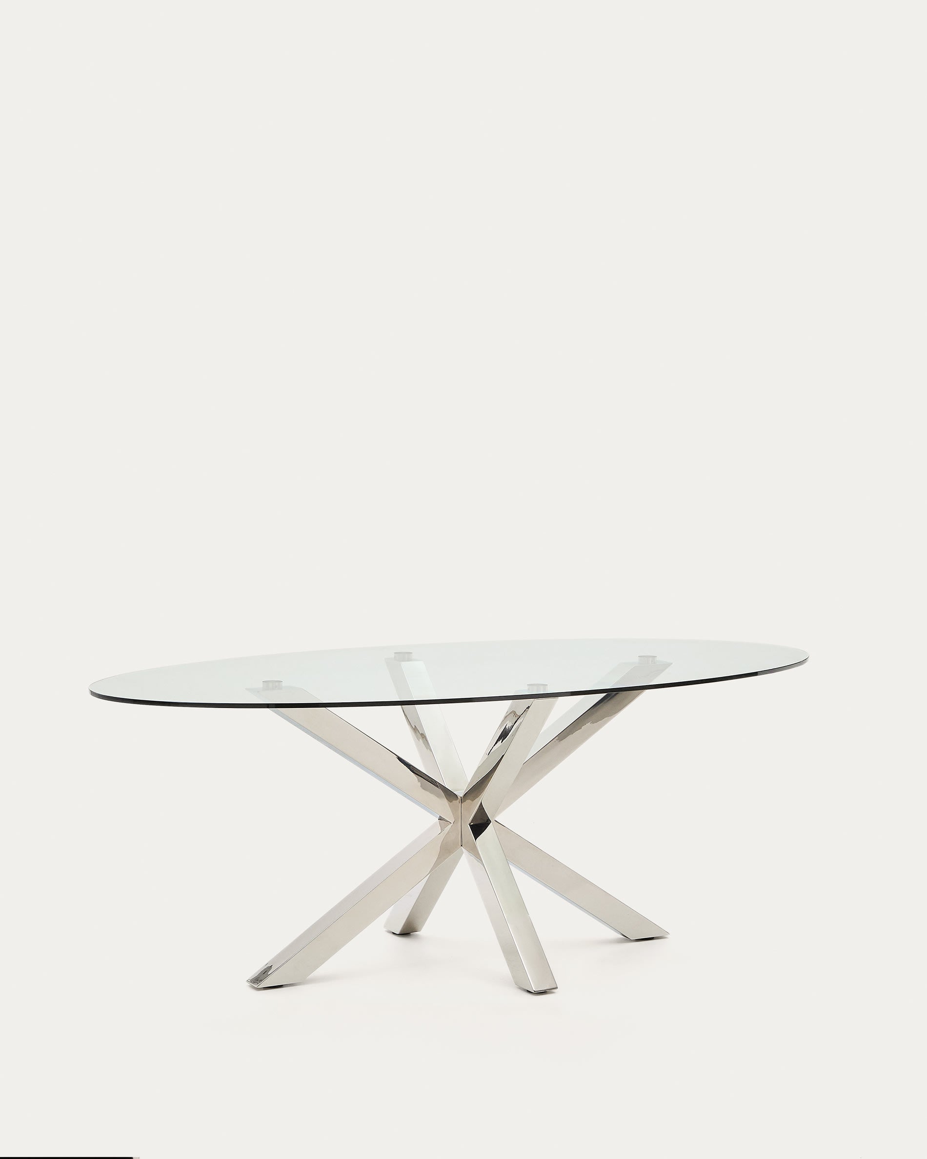 Argo ovális asztal matt fekete üveggel és rozsdamentes acél lábakkal Ø 200 x 100 cm