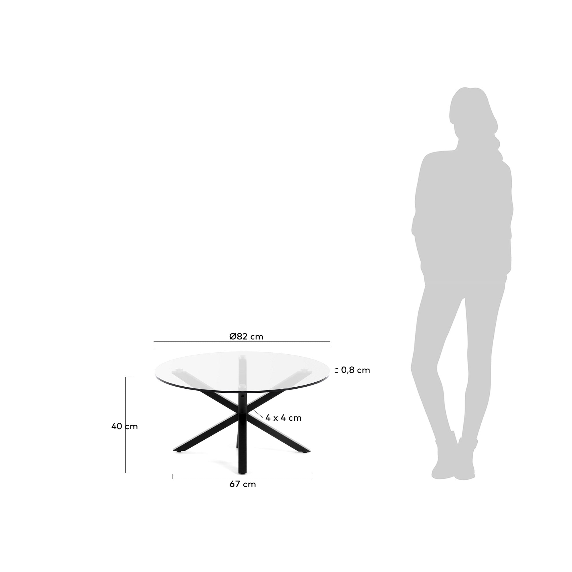 Argo coffee table glass black Ø 82 cm - Measurements