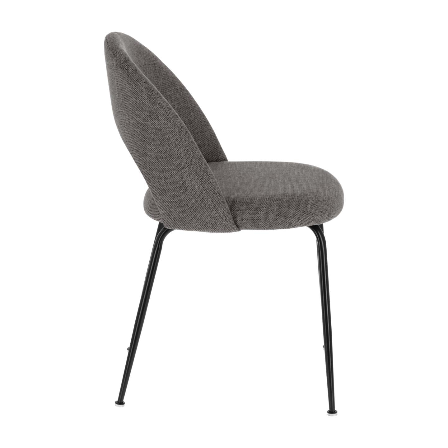 Mahalia dining chair in dark grey with steel legs, with a black painted finish FSC 100% - Product Image
