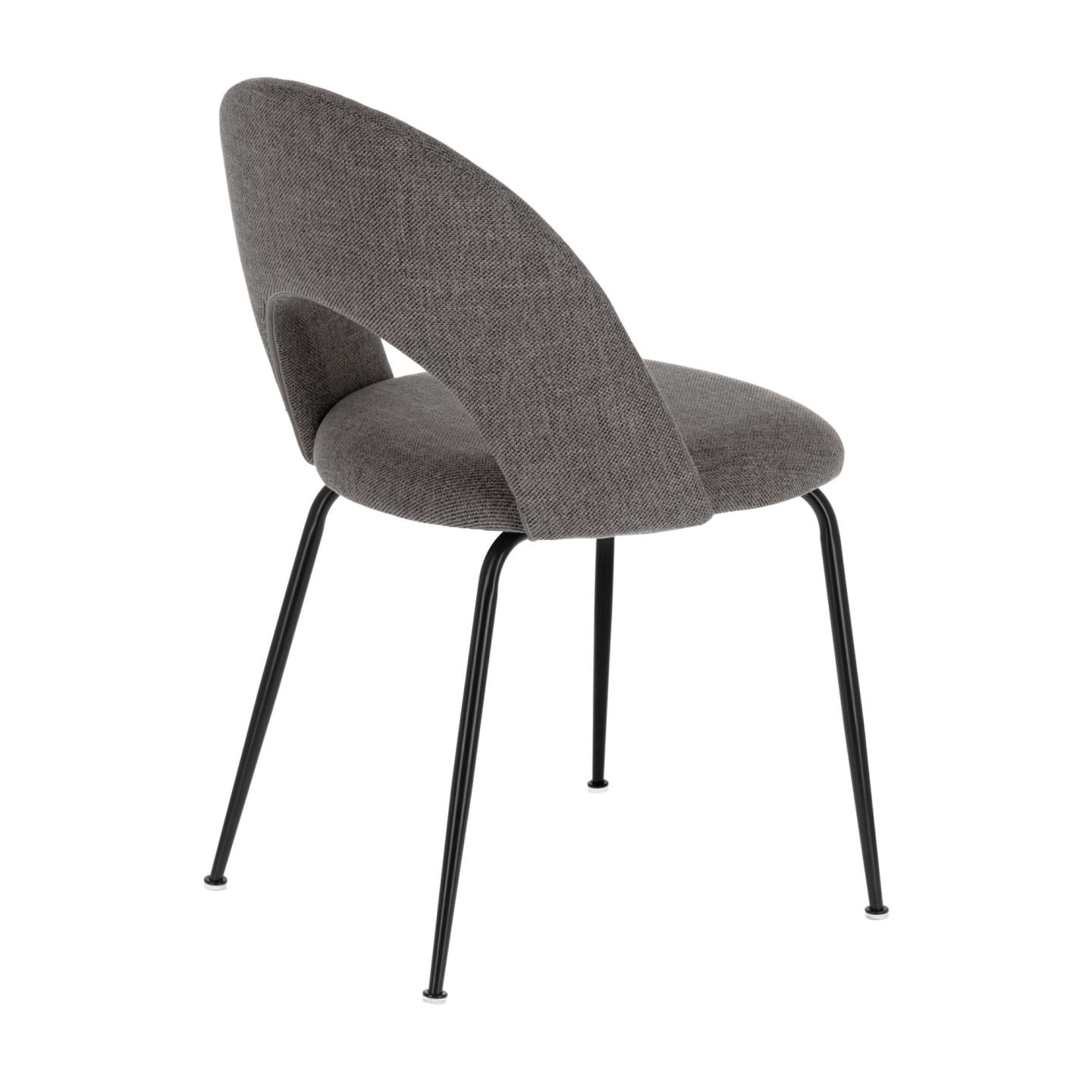 Mahalia dining chair in dark grey with steel legs, with a black painted finish FSC 100% - Product Image