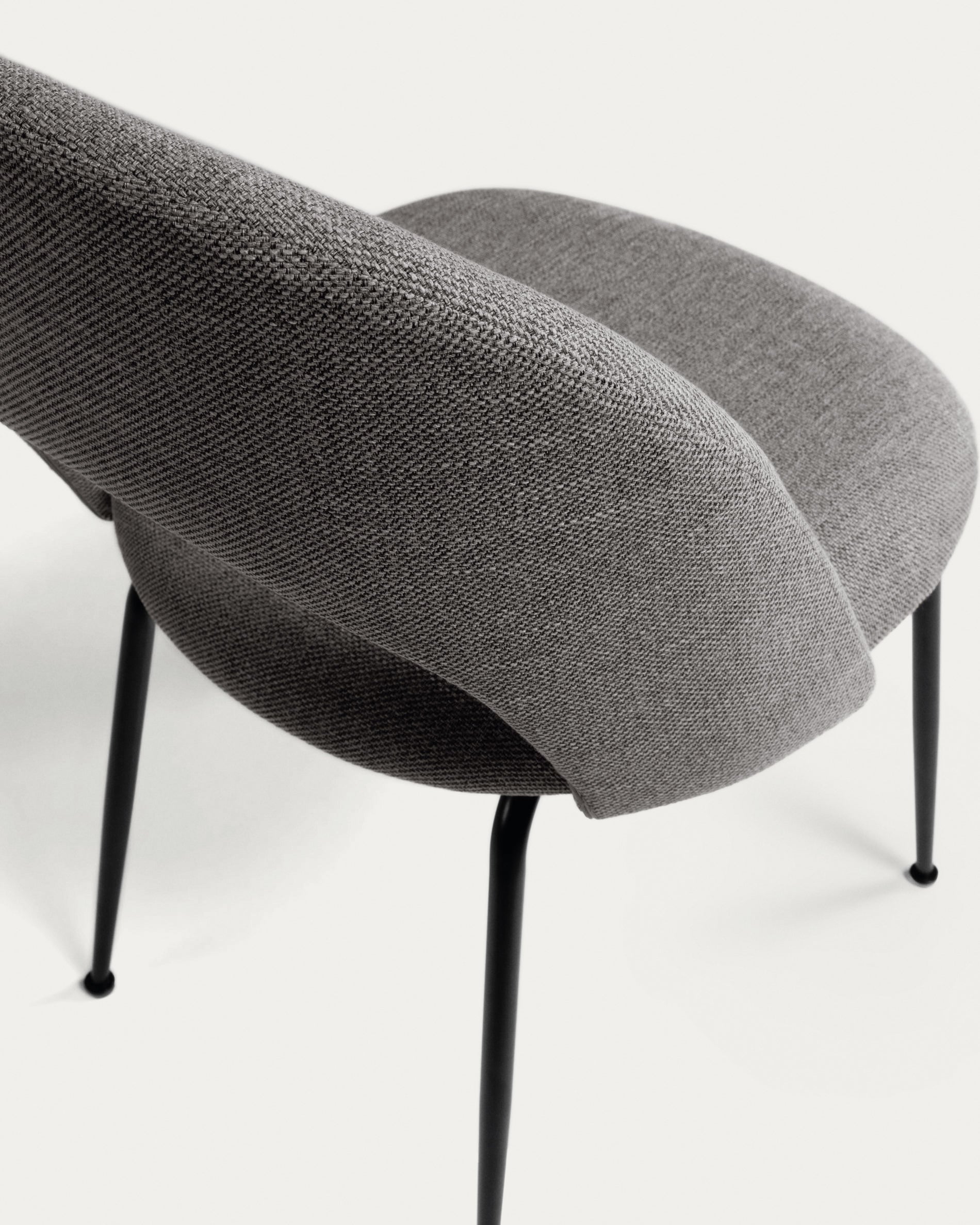 Mahalia dining chair in dark grey with steel legs, with a black painted finish FSC 100% - Detail