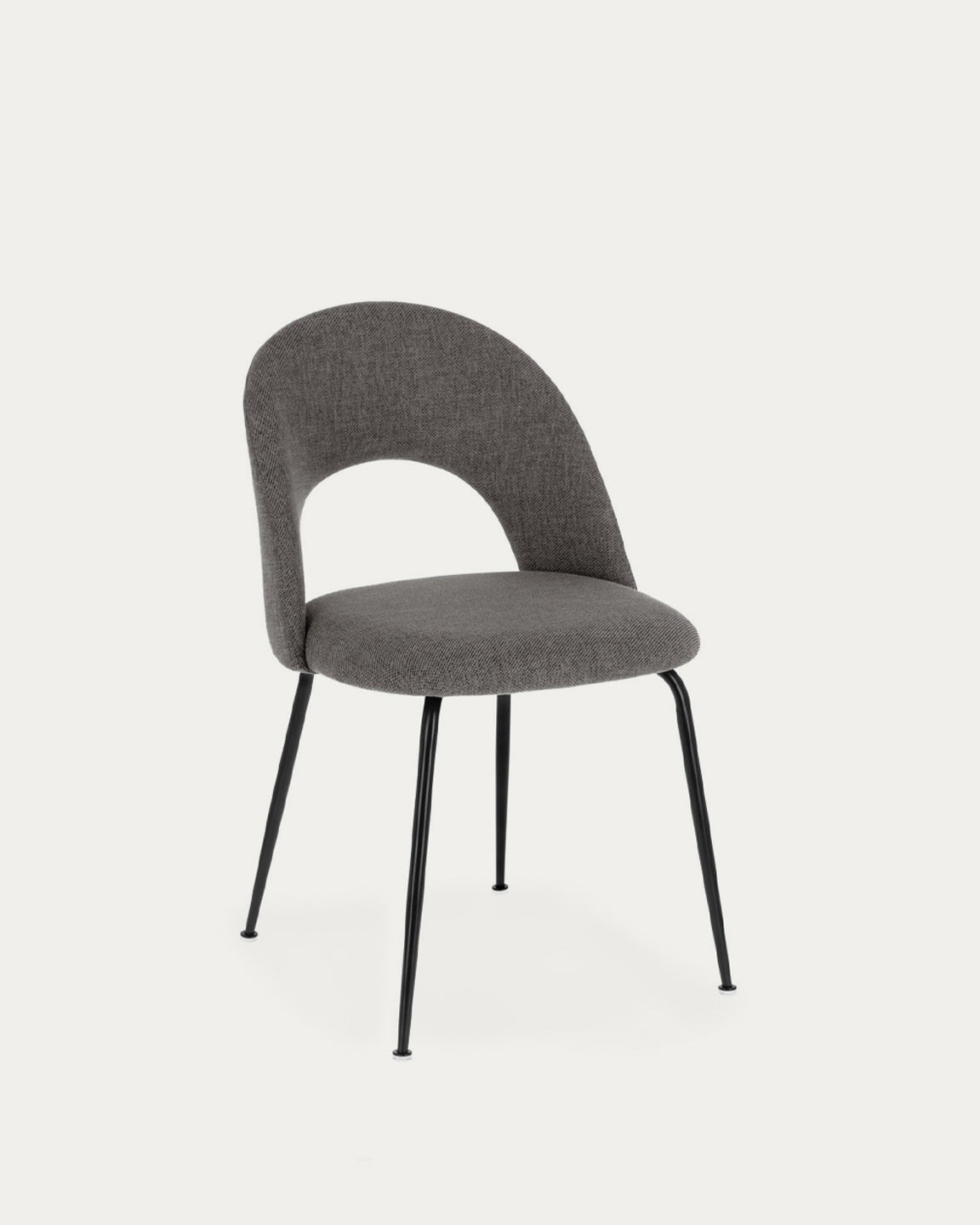 Mahalia dining chair in dark grey with steel legs, with a black painted finish FSC 100% - Product View